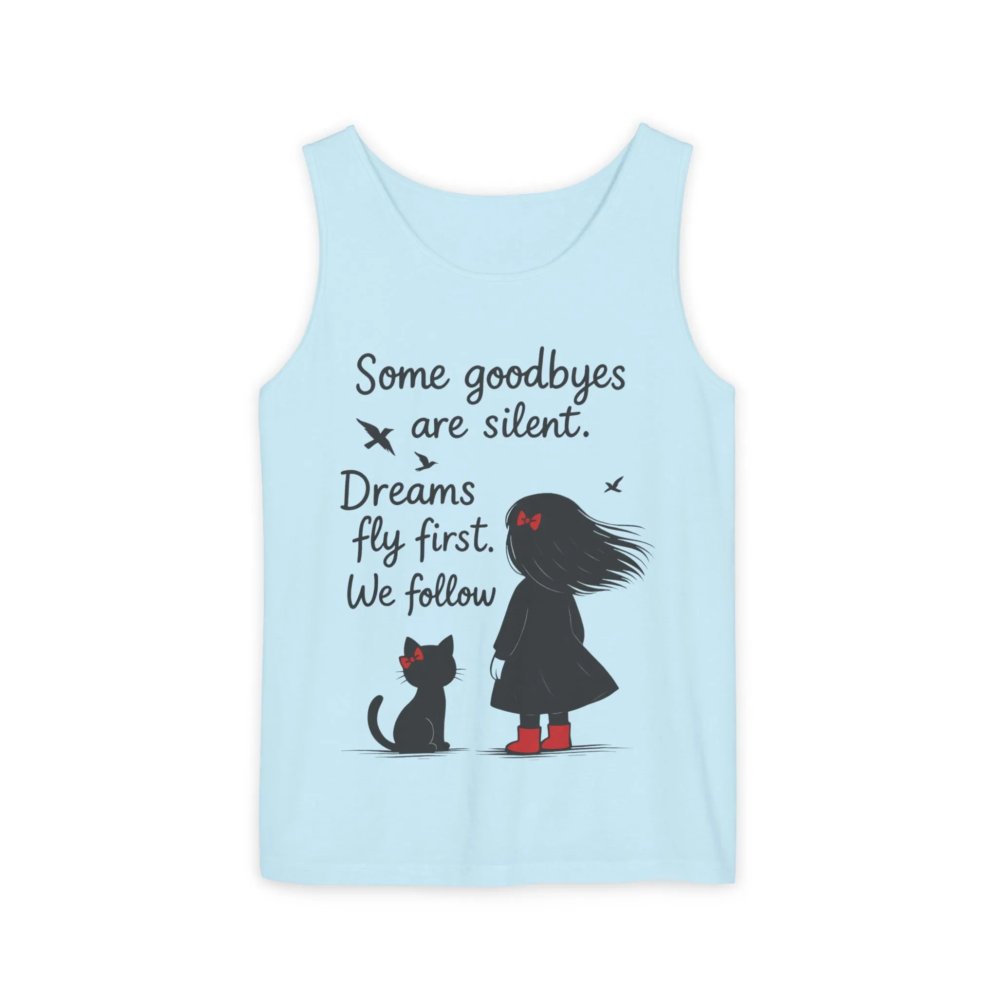 Minimalist Tank Top, Womens Tank, Girl & Cat Art Print, Emotional Lightweight Summer Shirt, Inspirational Apparel, Cat Lover Gift - Image 40