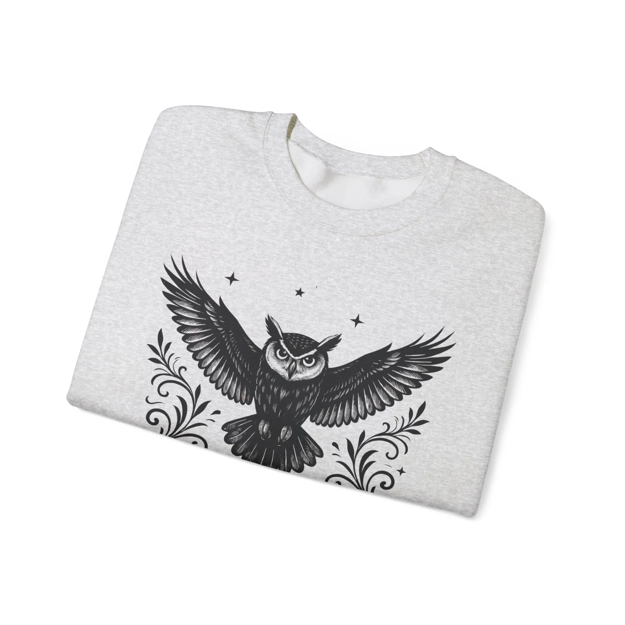 Eyes of the Night Owl Sweatshirt, Mens Dark Gothic Sweatshirt, Mysterious Owl Graphic Pullover, Forest Bird of Night Design, Halloween Gift - Image 10