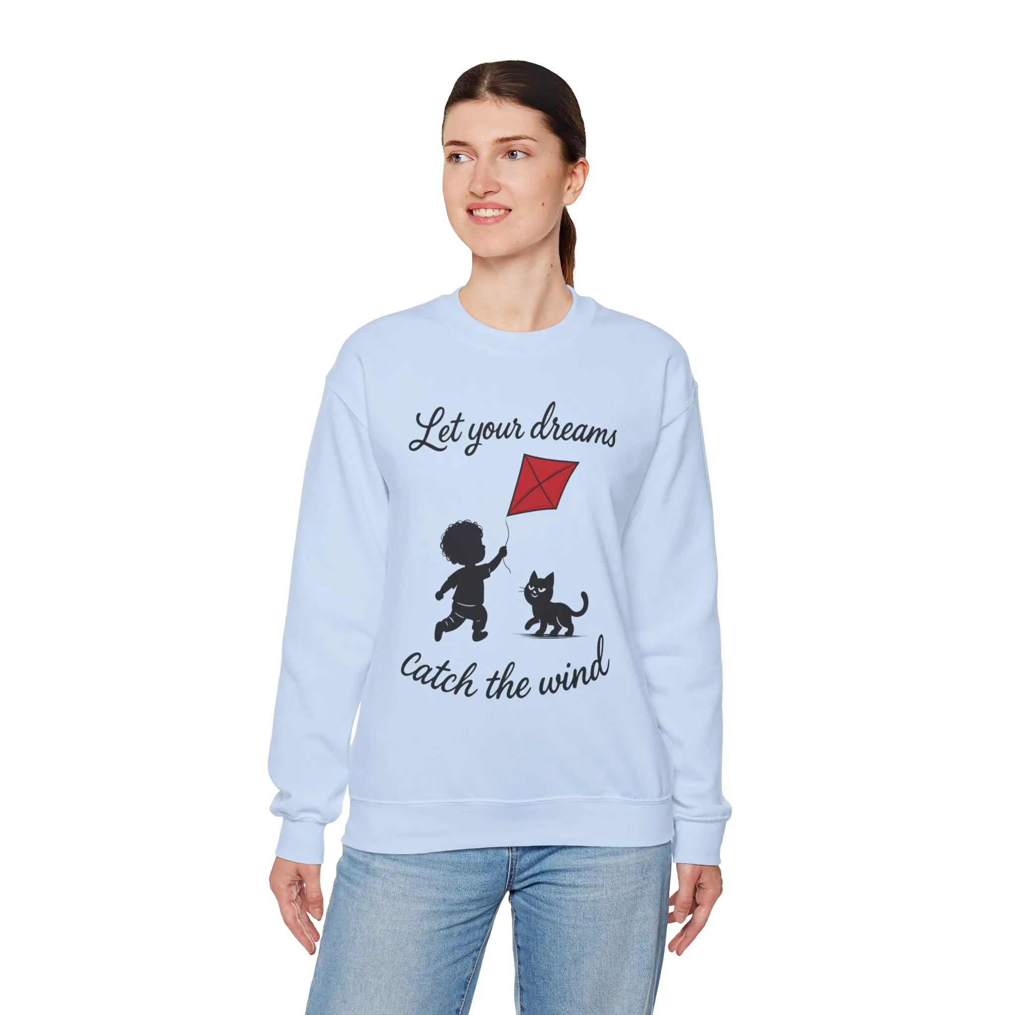 Dream Big Womens Crewneck Sweatshirt, Inspirational Gift, Cozy Lounge Wear, Cat Lover's Apparel, Kid's Motivation Sweatshirt - Image 33