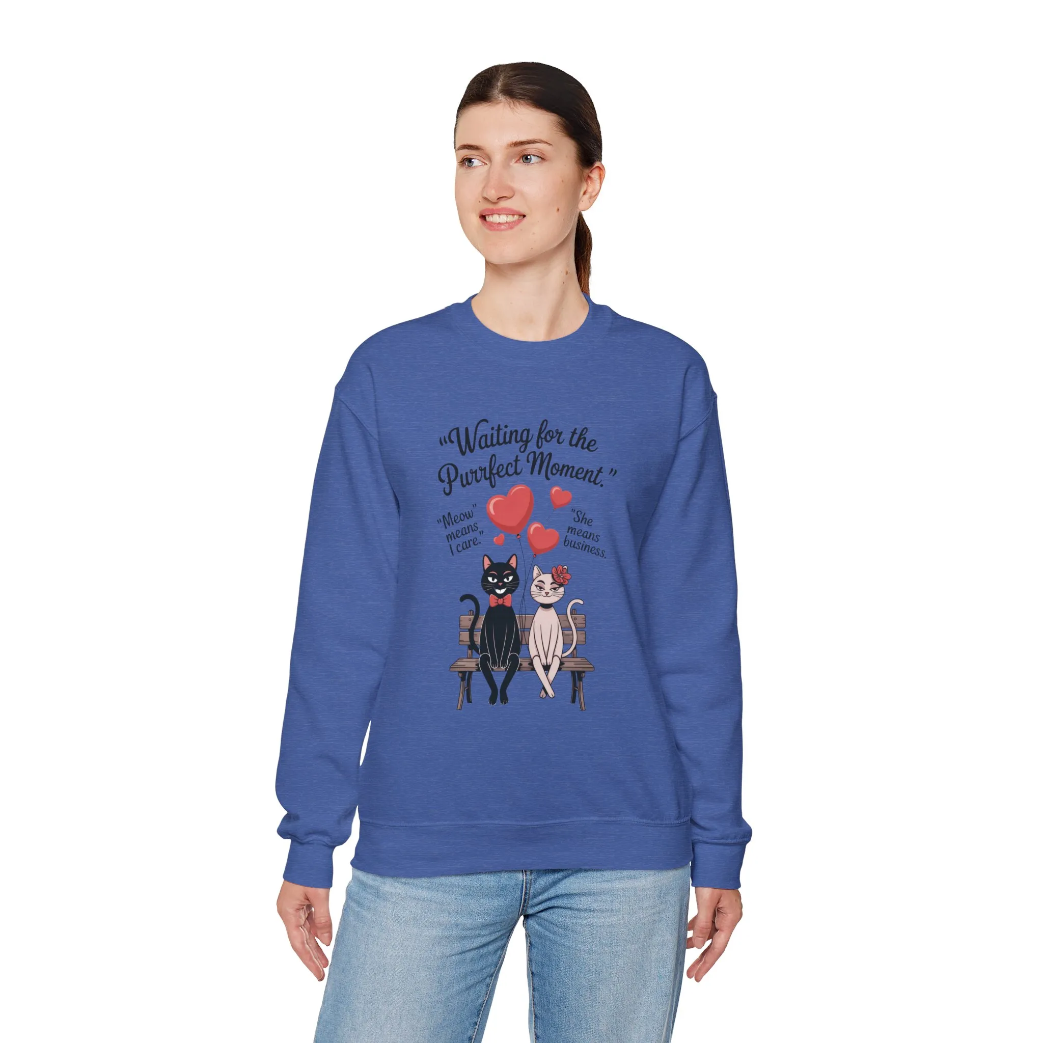 Cute Cat Lovers Womens Sweatshirt, Cozy Gift for Pet Owners, Perfect for Valentine's Day, Animal Lover Apparel, Relaxed Love Sweatshirt - Image 18