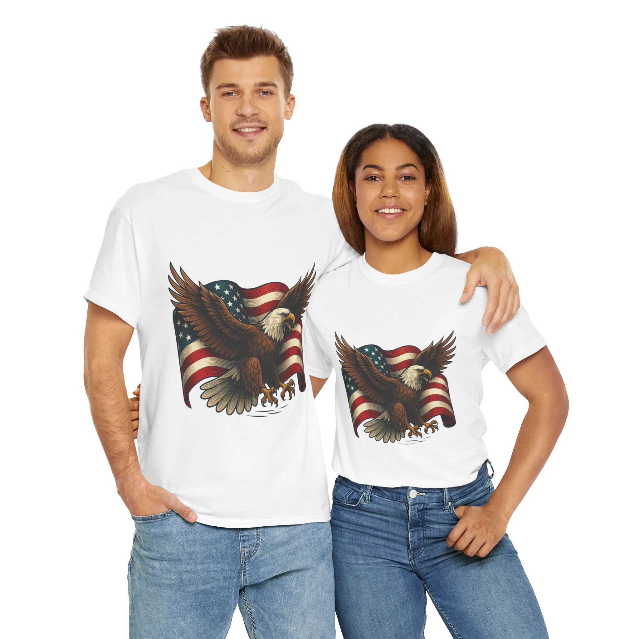 American Eagle Graphic Tee, Patriotic T-Shirt, Fourth of July Apparel, Eagle Love Shirt, Unisex Heavy Cotton Tee - Image 4