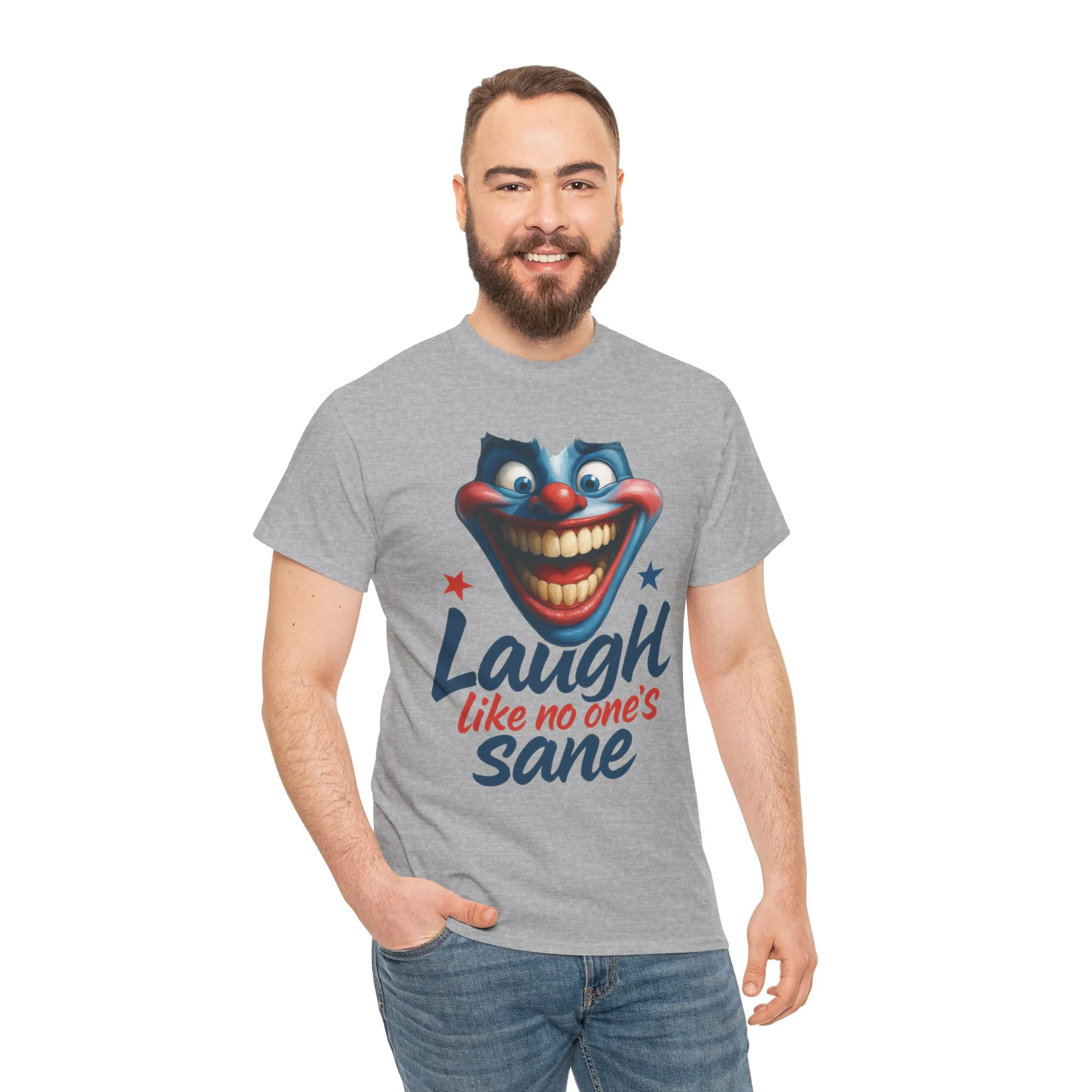 Funny Clown Face Unisex Heavy Cotton Tee, Creepy Clown Face T-Shirt, Humor T-Shirt,Clown Theme Shirt, Funny Horror Graphic Tee - Image 16