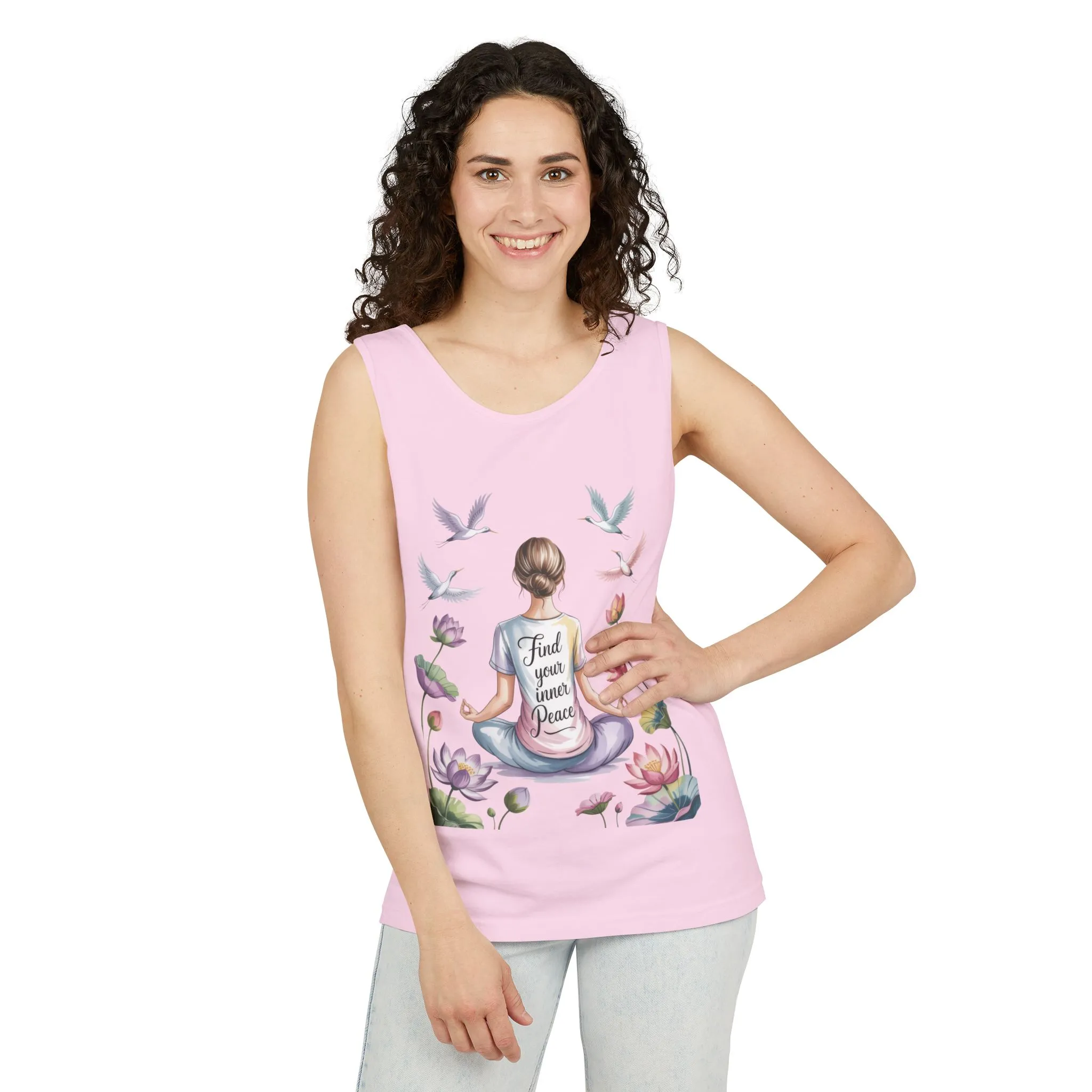 Meditation Floral Womens Tank Top, Find Your Inner Peace, Yoga Apparel, Gift for Mindfulness, Summer Relaxed Wear