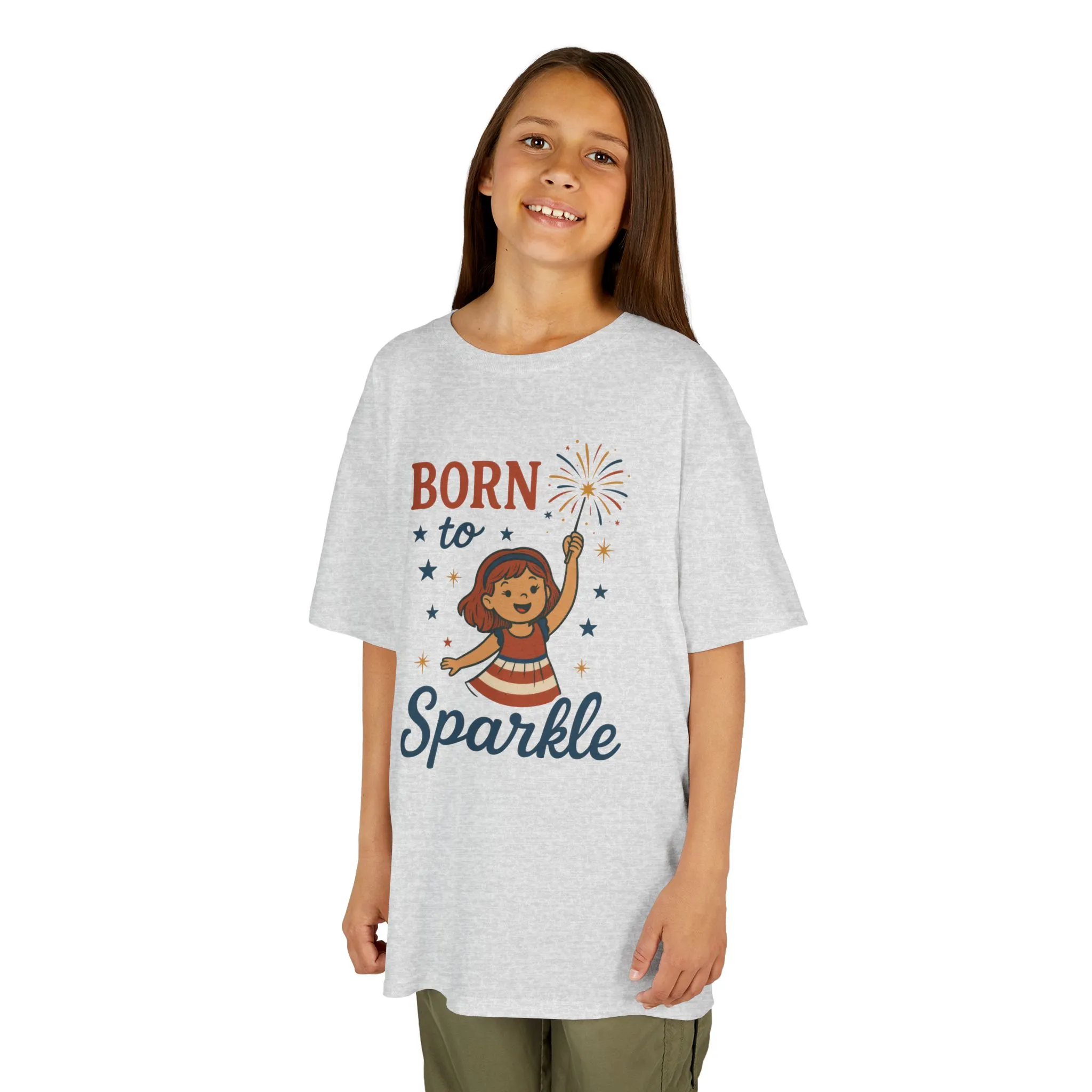 4th of July Shirt for Girls, Born to Sparkle Tee For Kids, Patriotic Fireworks Youth T-Shirt, Independence Day Outfit for Tween Girls - Image 6