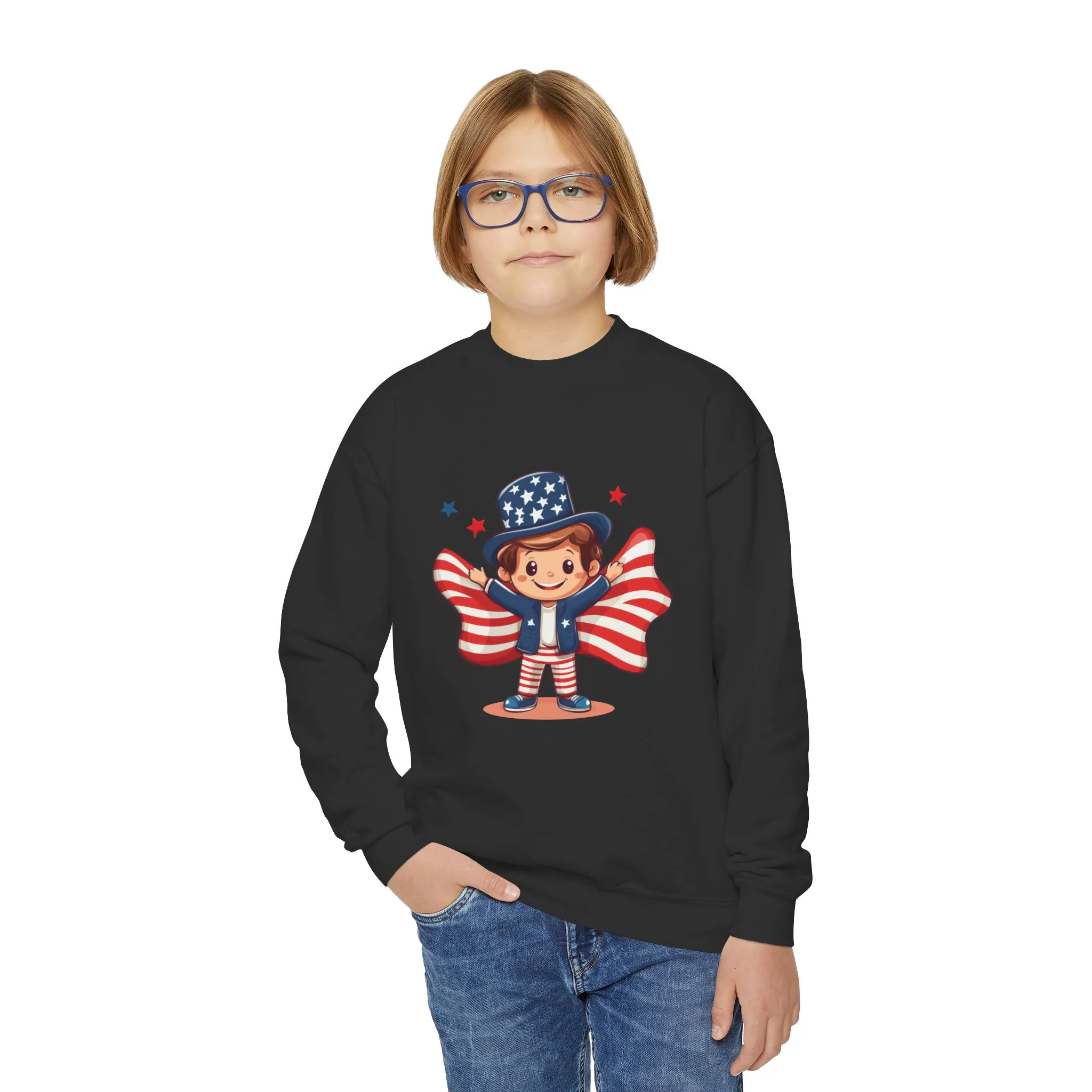 Patriotic Youth Crewneck Sweatshirt, Kids Flag Sweatshirt, July 4th Outfit, Independence Day Gear, Americana Sweatshirt, Holiday Clothing - Image 8