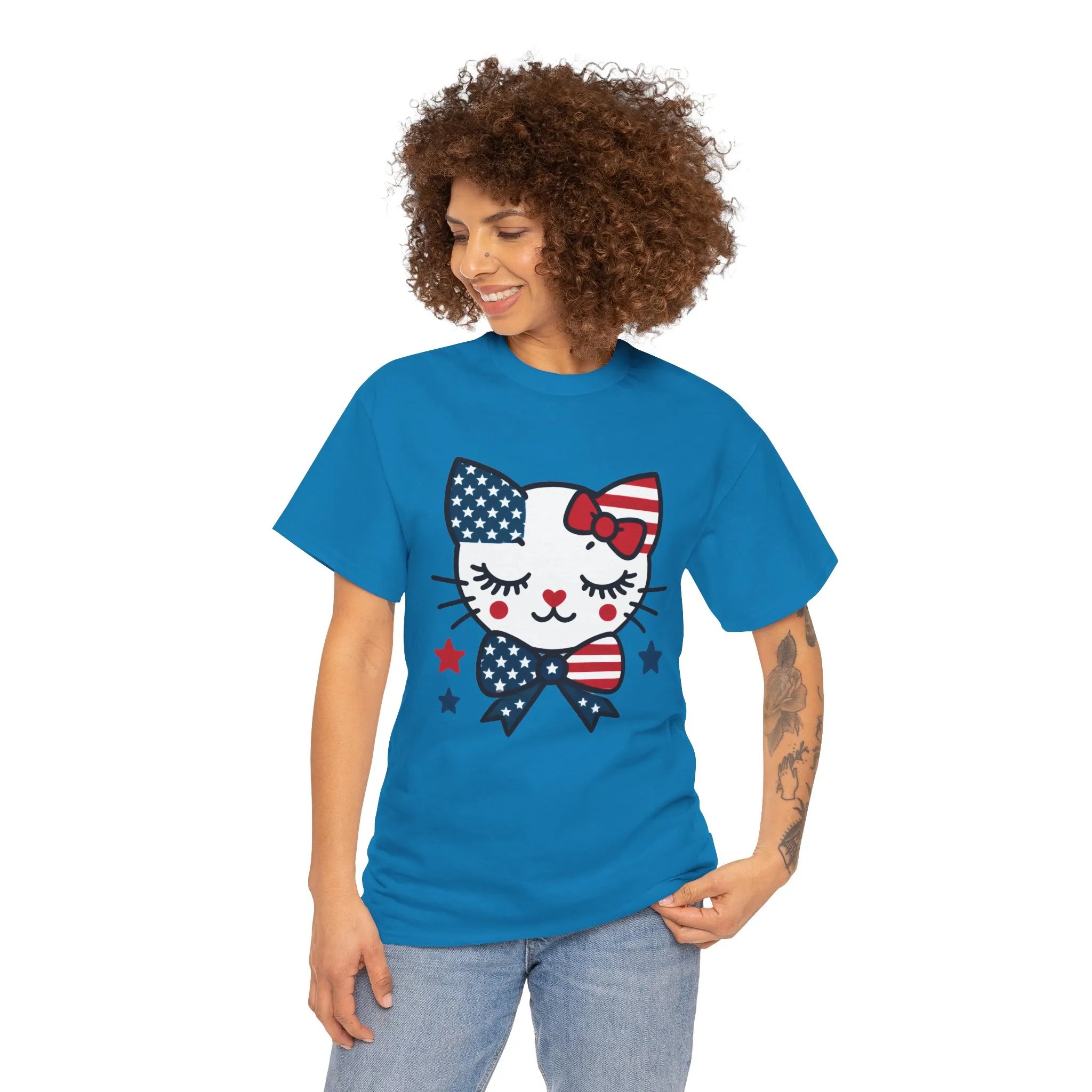 Patriotic Cat Womens Tee, Cute Cat Shirt, Womens T-Shirt, July 4th Outfit, Independence Day Gift, Animal Lover Apparel - Image 34