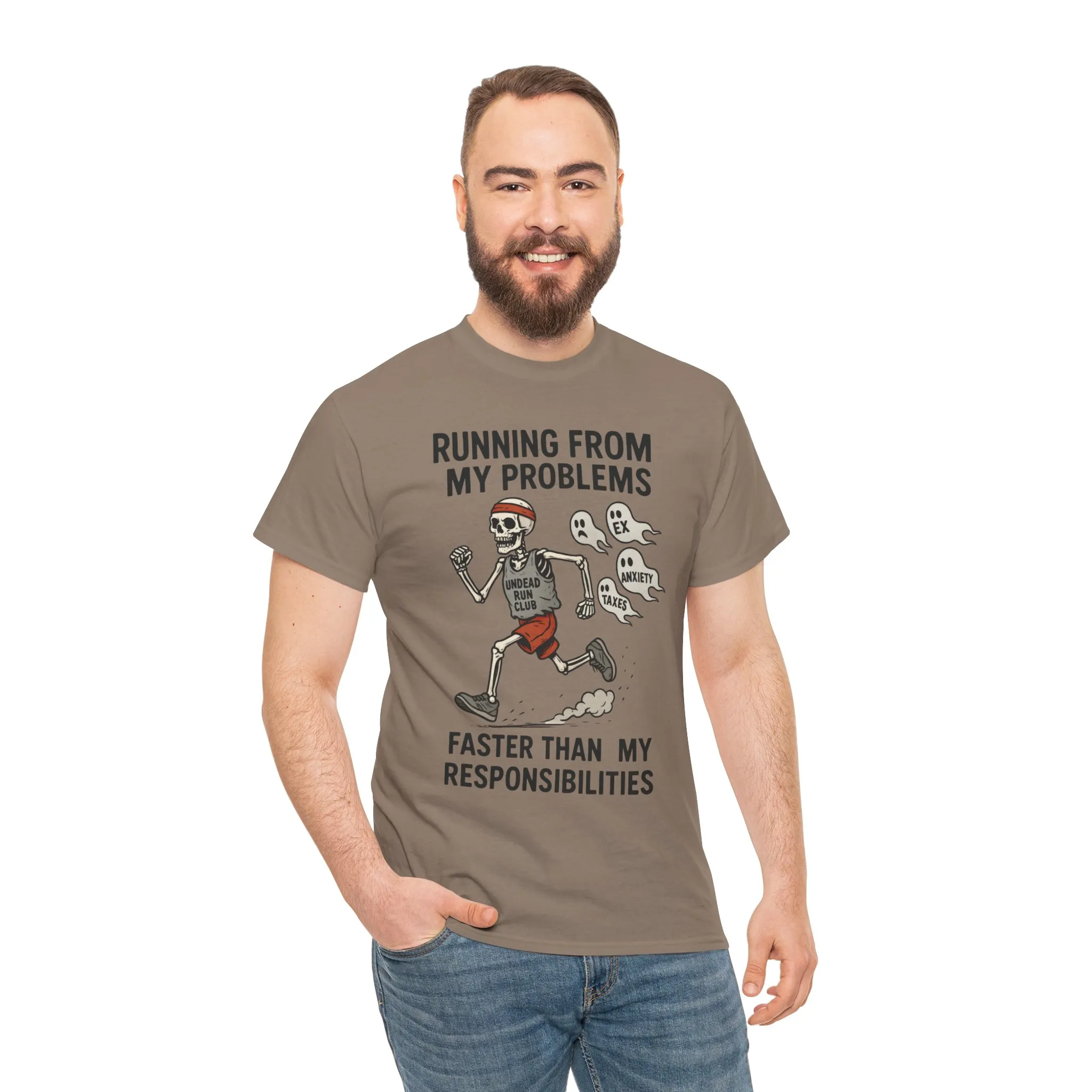 Skeleton Runner Tee for Men, Undead Jogging Club Shirt, Halloween T-Shirt, Gift for Runners, Anxiety Humor Gift - Image 11