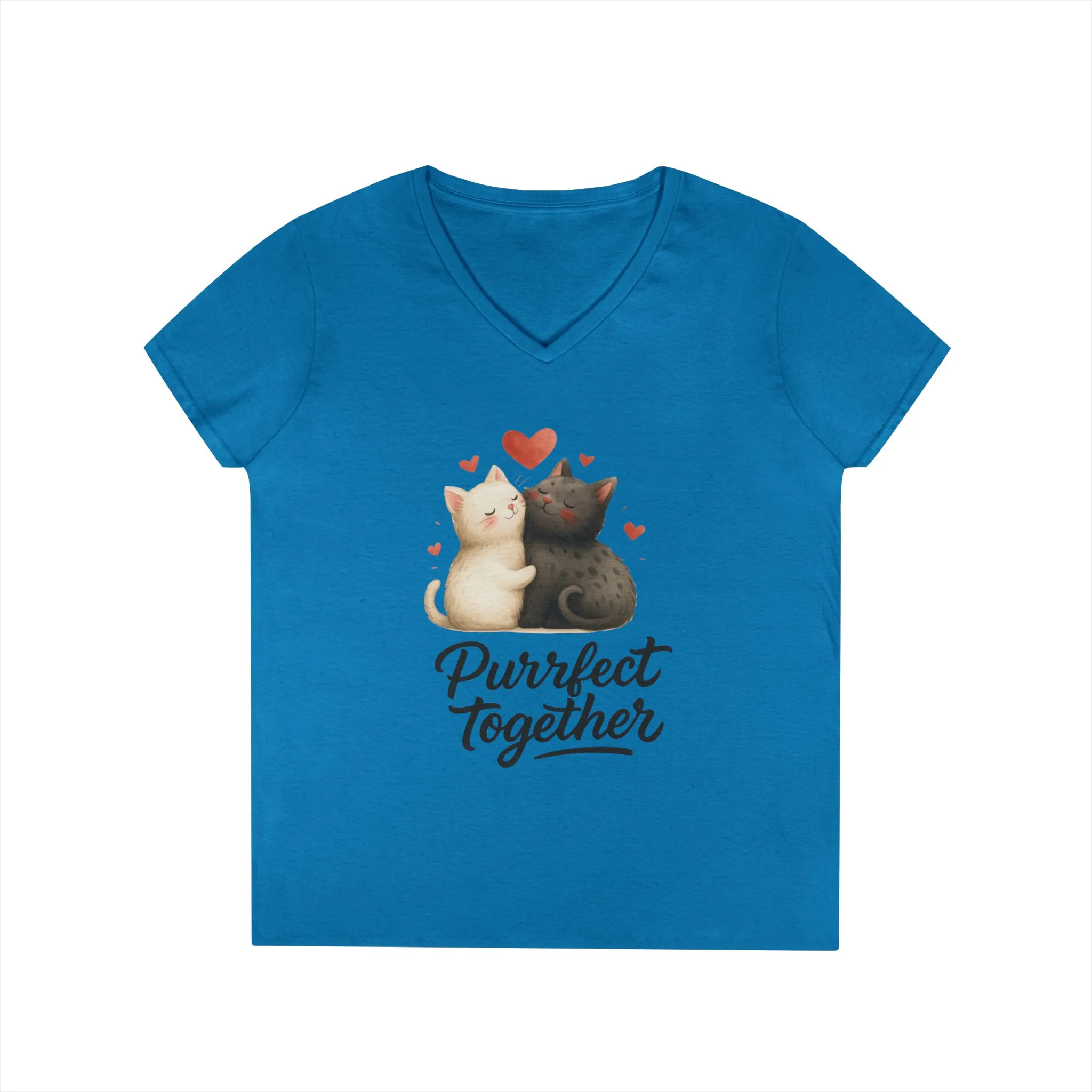 Cute Cat Love V-Neck T-Shirt, Animal Lover Gift, Valentine's Day Shirt, Cat Mom Gift, Cute Graphic Tee - Image 10