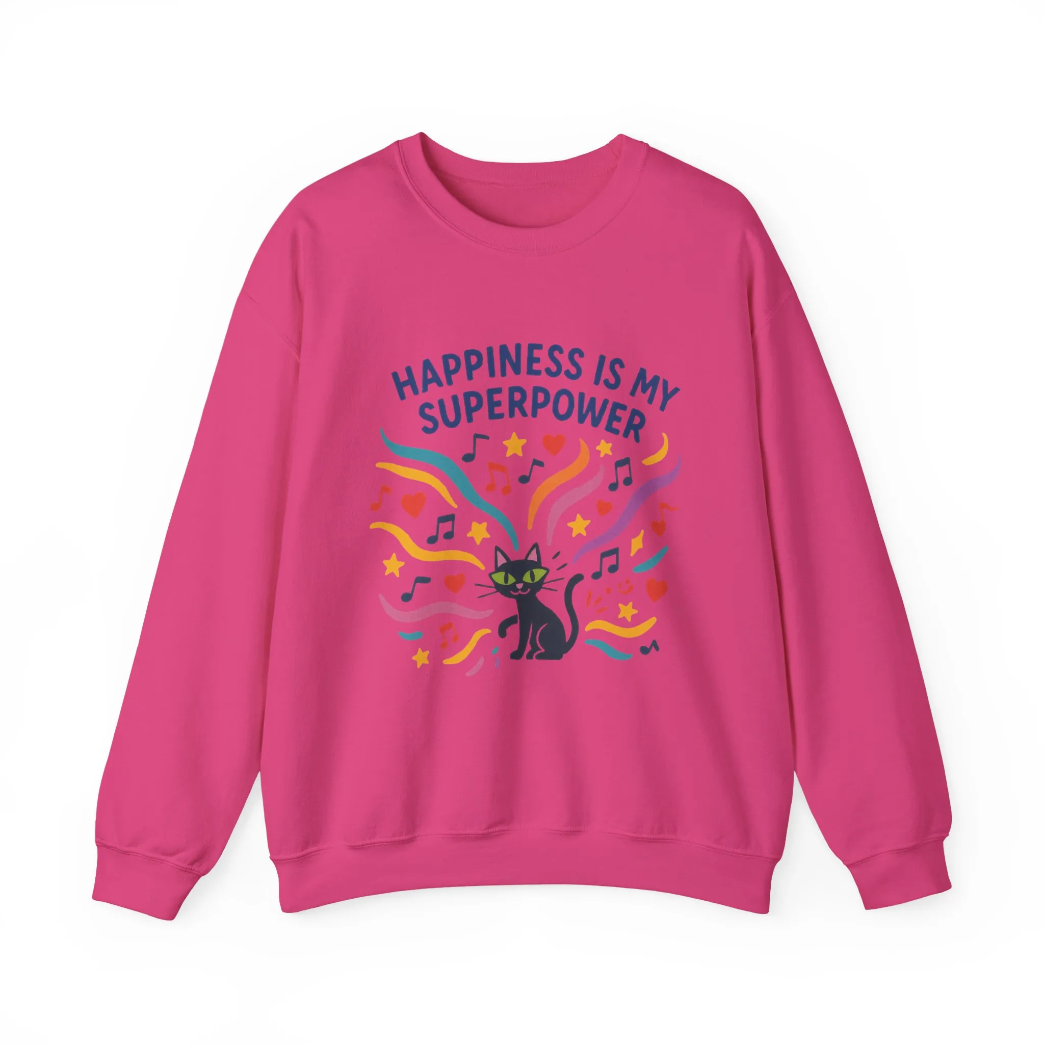 Playful Cat Crewneck Sweatshirt, Happiness is My Superpower, Cozy Sweatshirt, Gift for Cat Lovers, Fun Casual Style, Unique Animal Design - Image 34