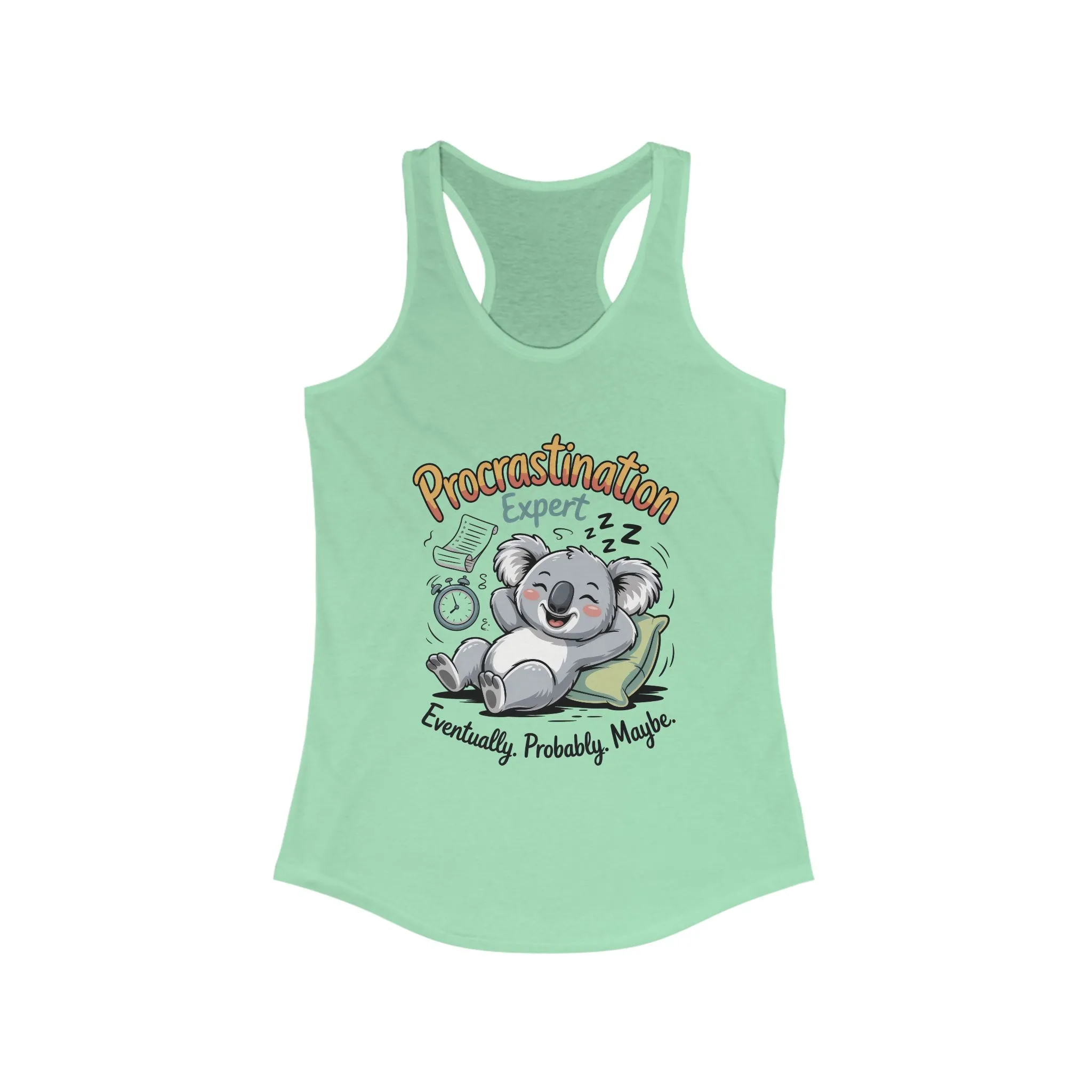 Procrastination Expert Racerback Tank, Funny Tank Top for Women, Gift for Lazy Days, Casual Summer Wear, Relaxing at Home - Image 5
