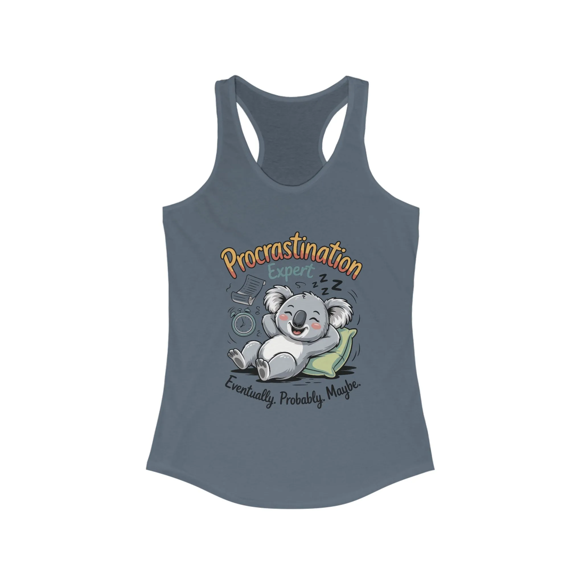 Procrastination Expert Racerback Tank, Funny Tank Top for Women, Gift for Lazy Days, Casual Summer Wear, Relaxing at Home - Image 9
