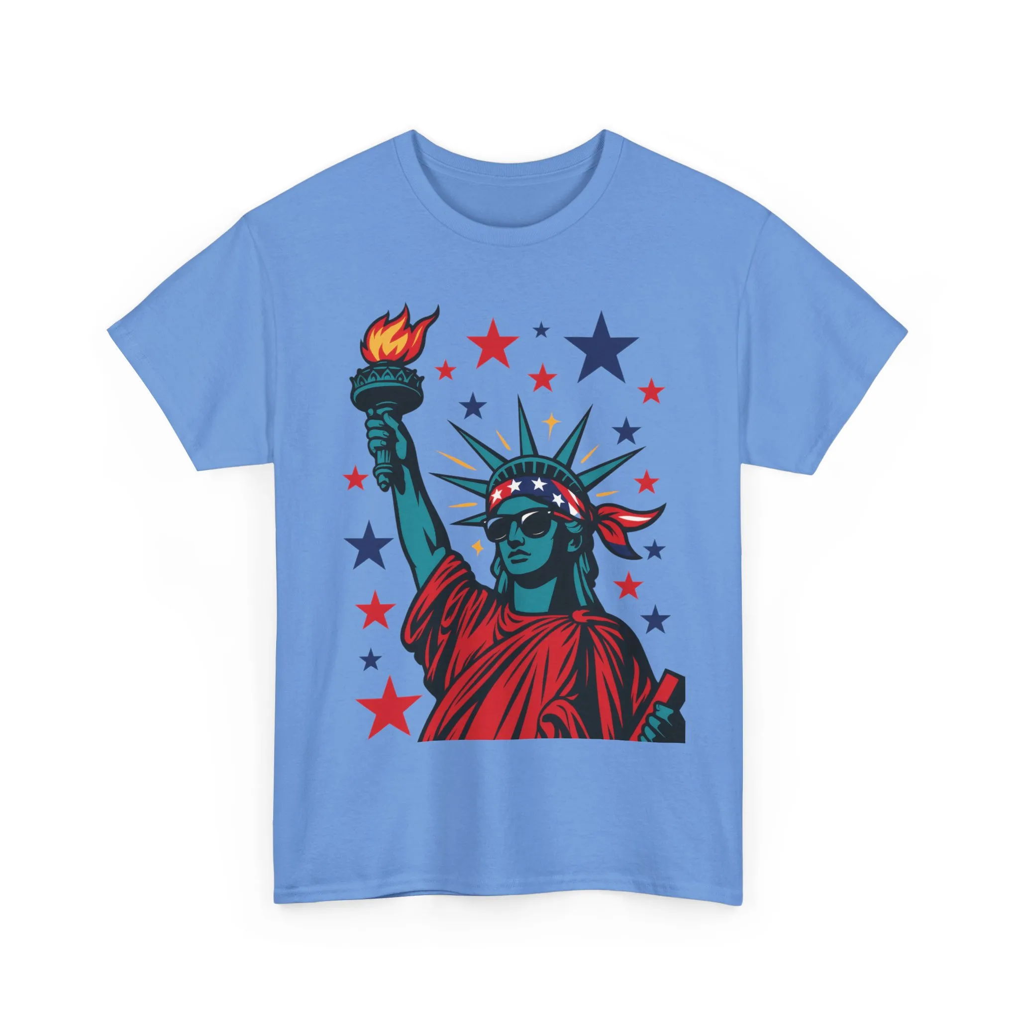 Lady Liberty Pop Art T-Shirt, Patriotic 4th of July Womens Tee, Retro USA Bandana Statue Shirt - Image 16