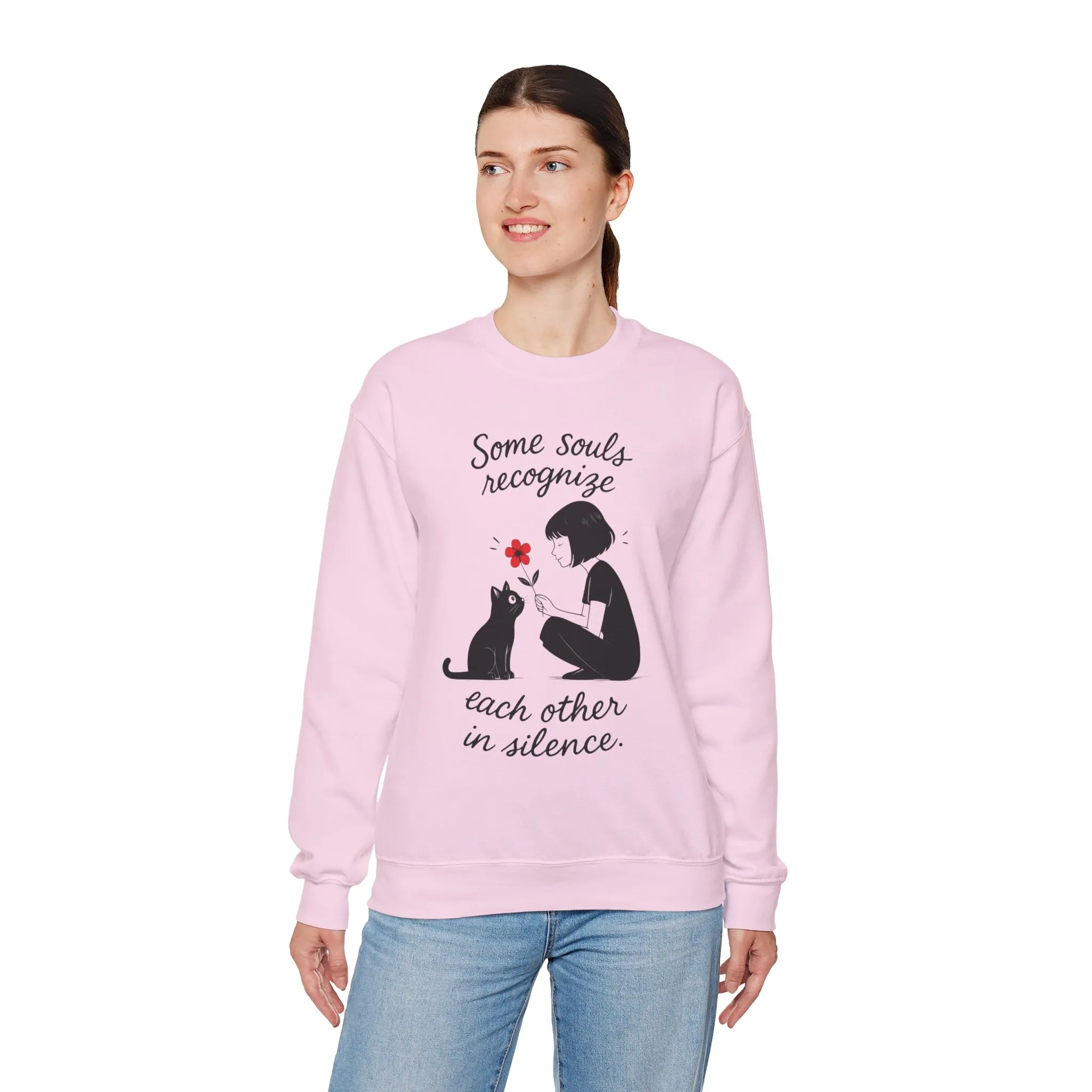 Soulful Cat and Human Crewneck Sweatshirt, Cozy Gift for Cat Lovers, Womens Sweatshirt, Animal Lover Apparel, Thoughtful Gift Idea - Image 27