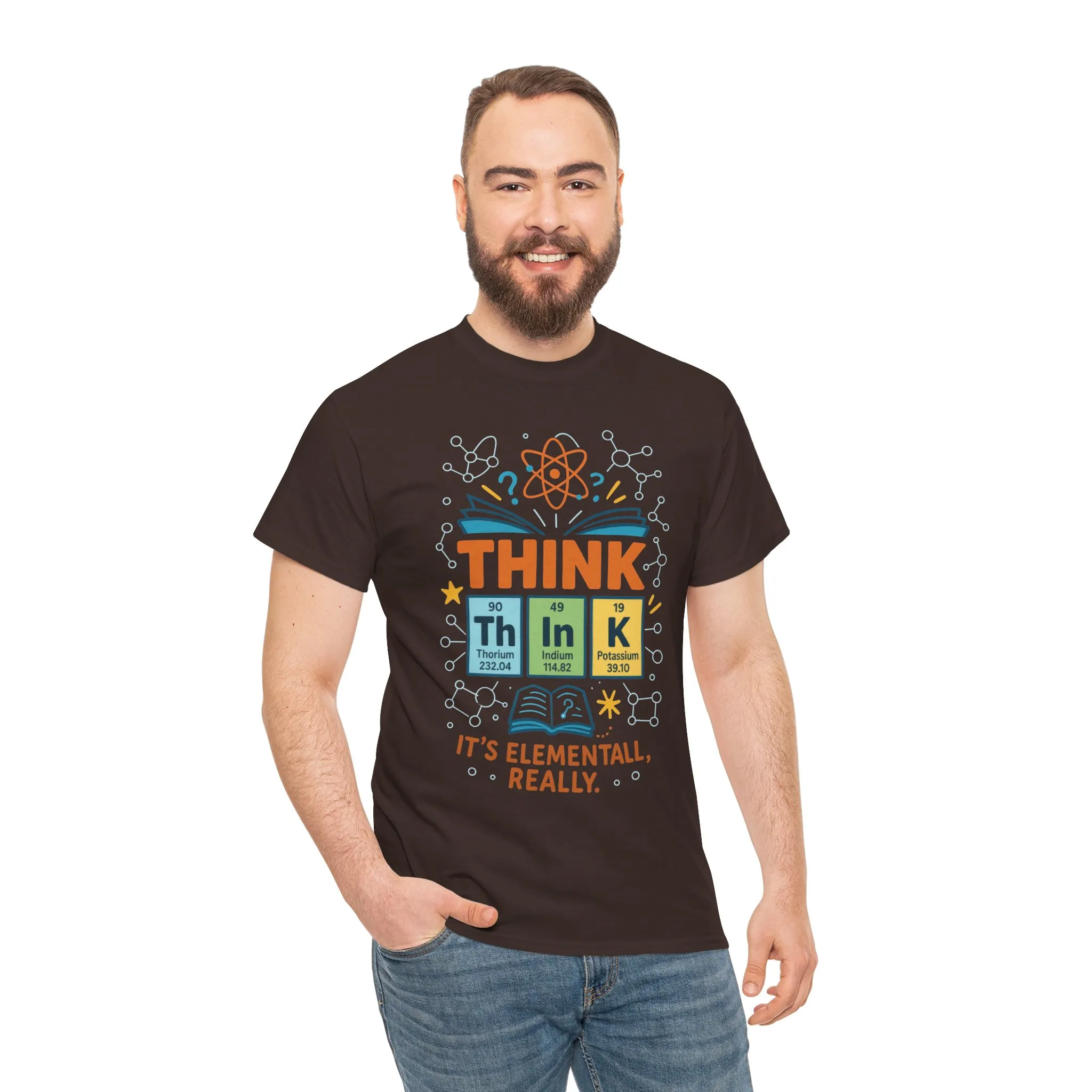 Funny Mens Science T-Shirt, THINK Element Periodic Table Shirt, Smart Geek Nerd Tee for Him, Ideal for Science Lovers, Geeky Apparel - Image 8