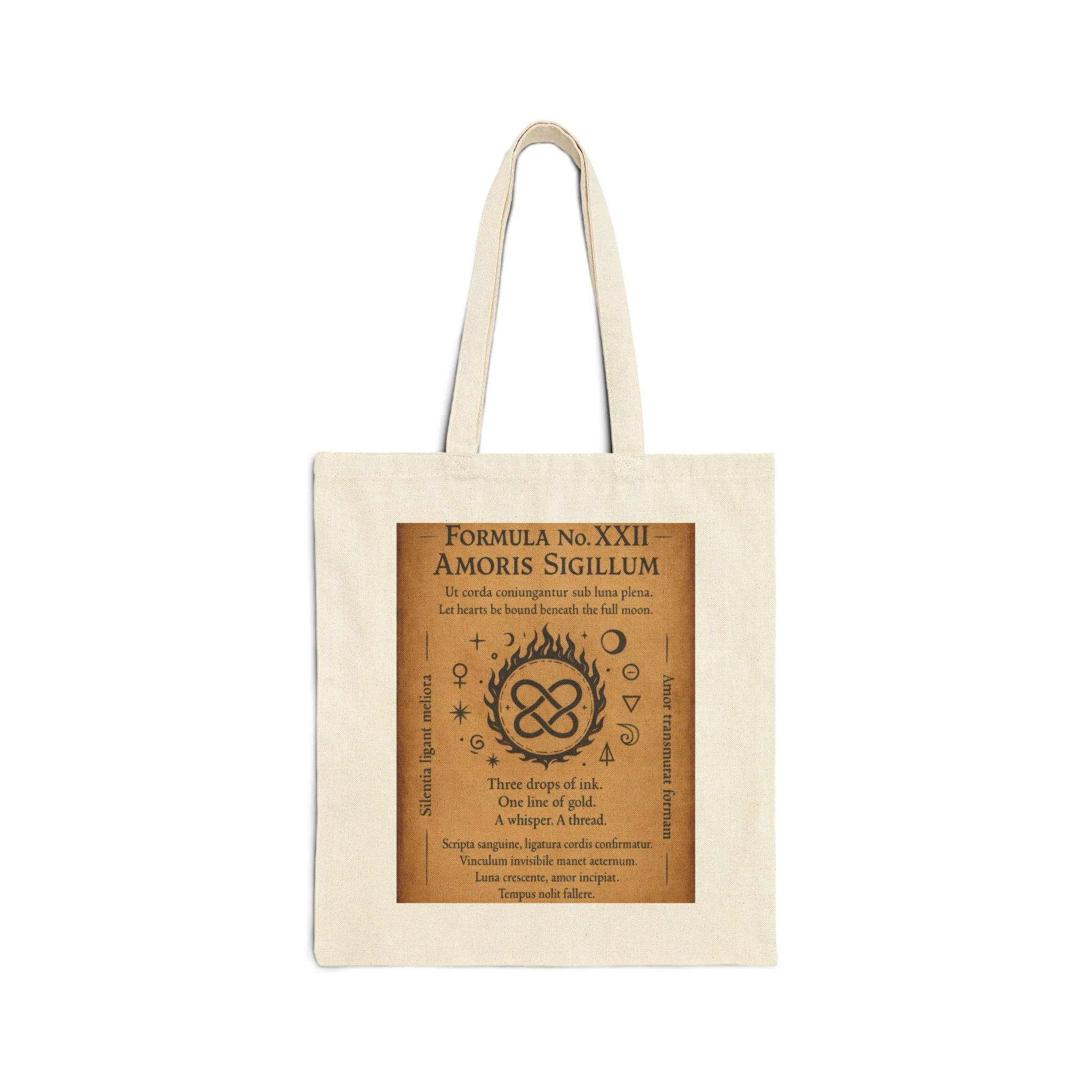 Amoris Sigillum Love Spell Tote Bag, Love Binding Sigil, Full Moon Romance Symbol, Mystic Heart Knot, Gothic Witch Spellbook Illustration - Image 8