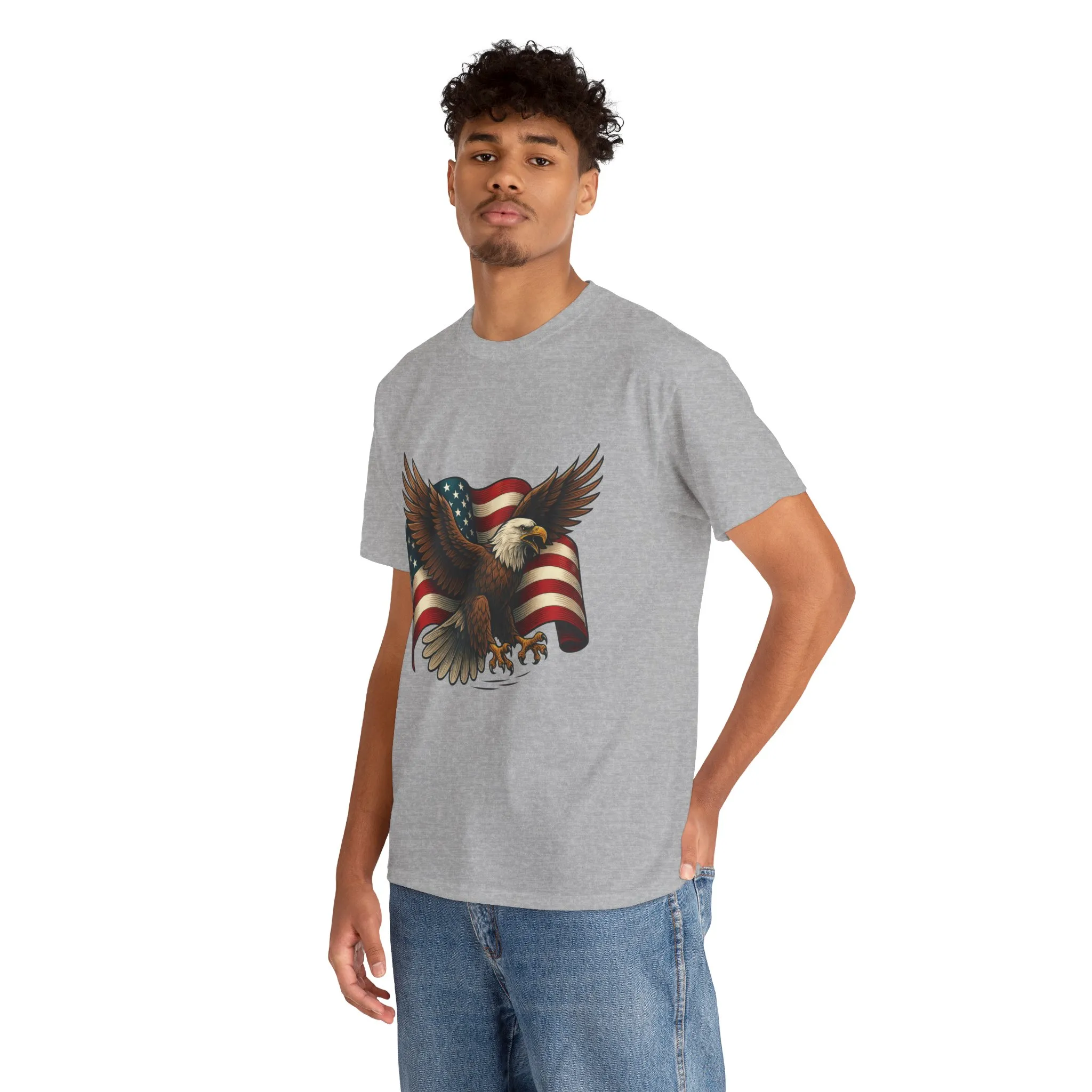 American Eagle Graphic Tee, Patriotic T-Shirt, Fourth of July Apparel, Eagle Love Shirt, Unisex Heavy Cotton Tee - Image 12