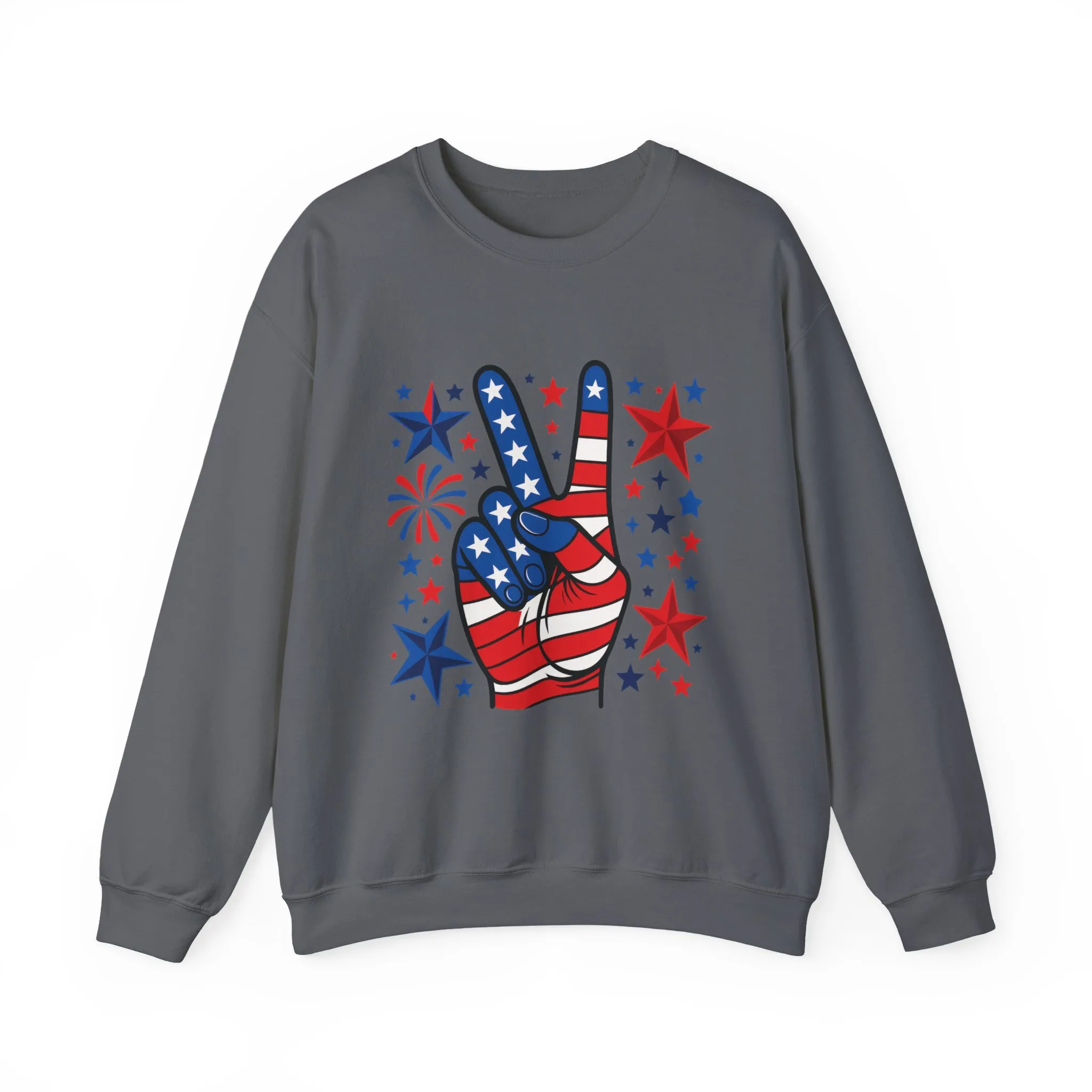 Patriotic Peace Crewneck Sweatshirt - Unisex Heavy Blend, 4th of July Clothing, Peace Sign Design, Casual Wear, Gift for Him/Her - Image 40