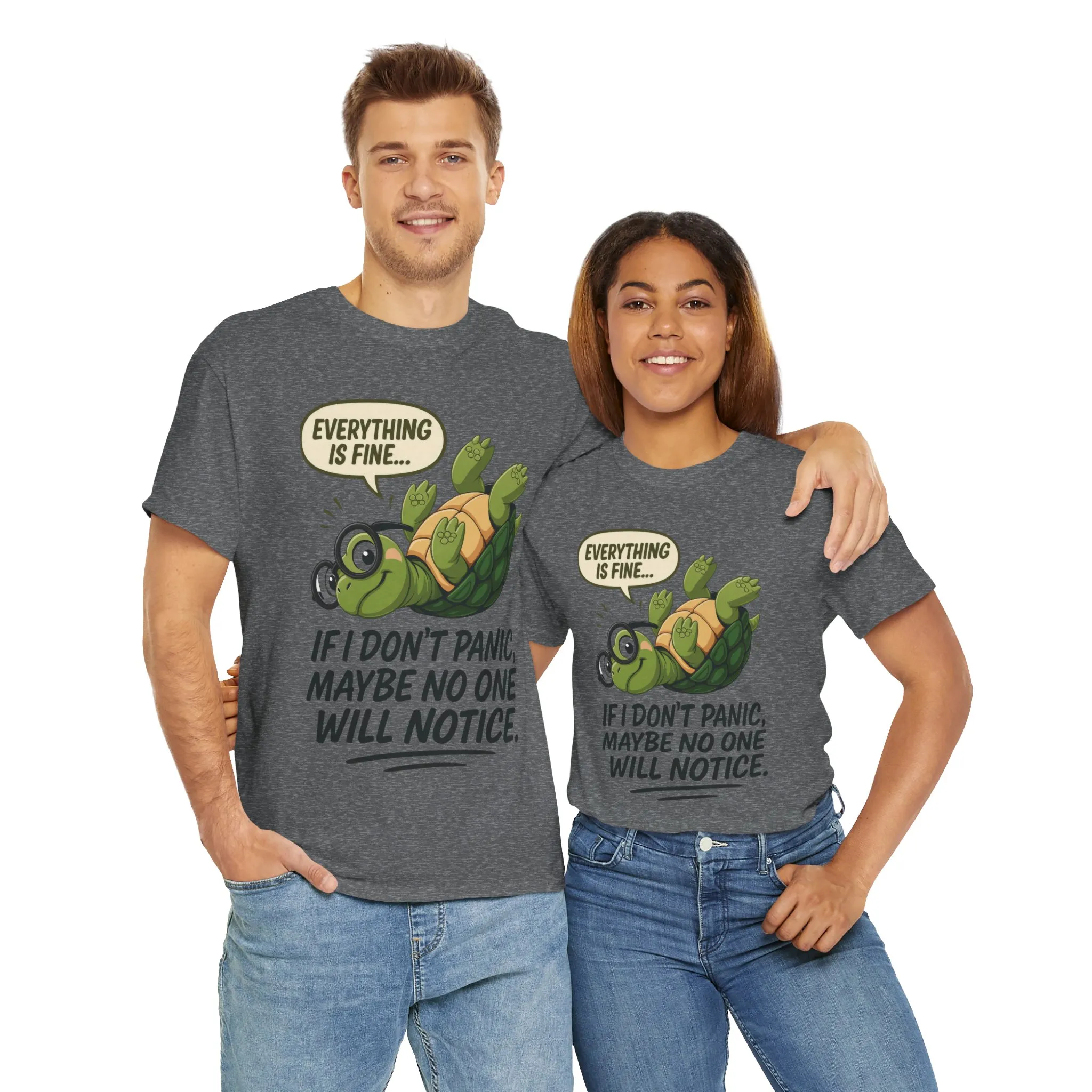 Everything is Fine Turtle Tee, Funny Unisex Cotton Tee, Cute Animal Shirt, Social Anxiety Joke, Great for Humor, Positive message t-shirt - Image 14