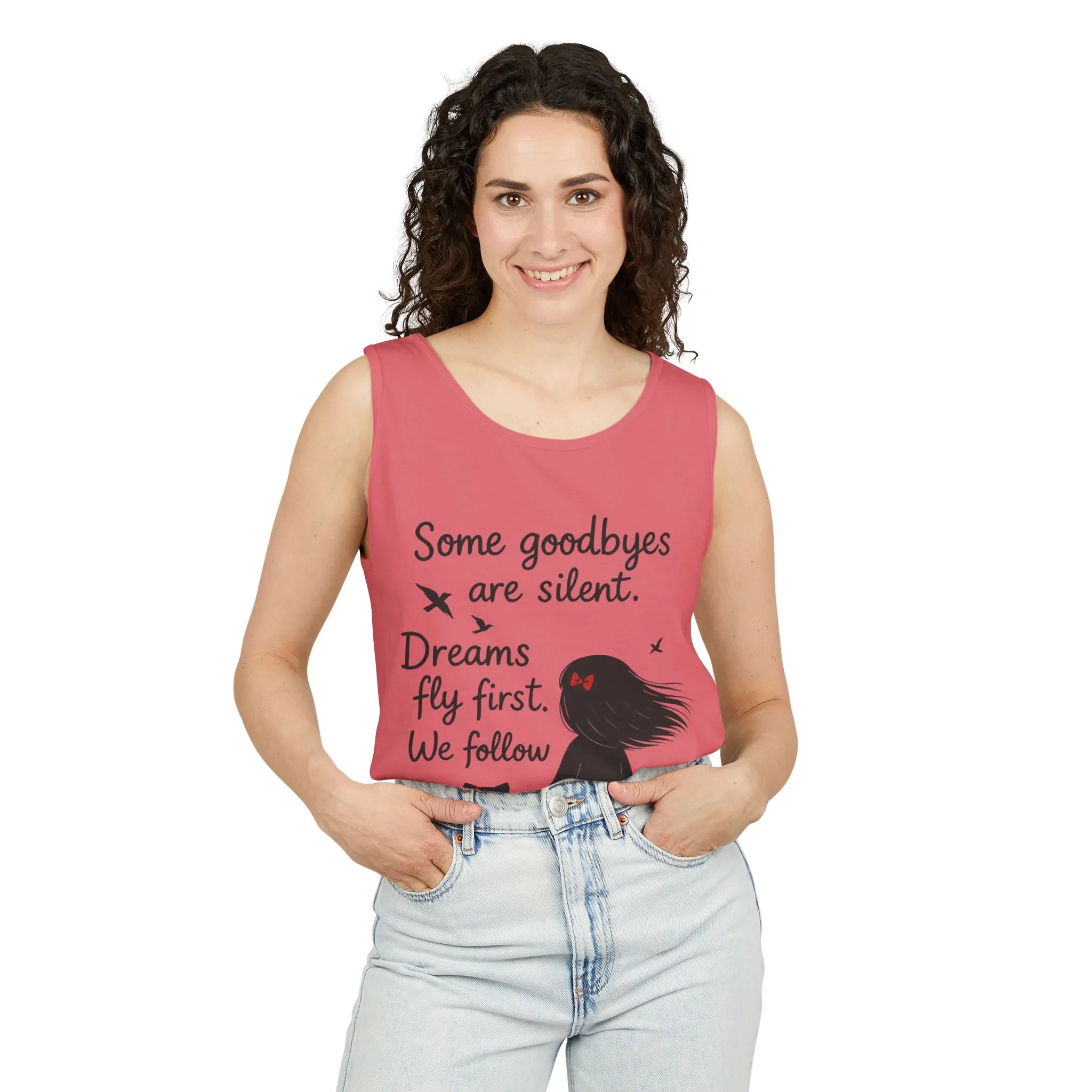Minimalist Tank Top, Womens Tank, Girl & Cat Art Print, Emotional Lightweight Summer Shirt, Inspirational Apparel, Cat Lover Gift - Image 44