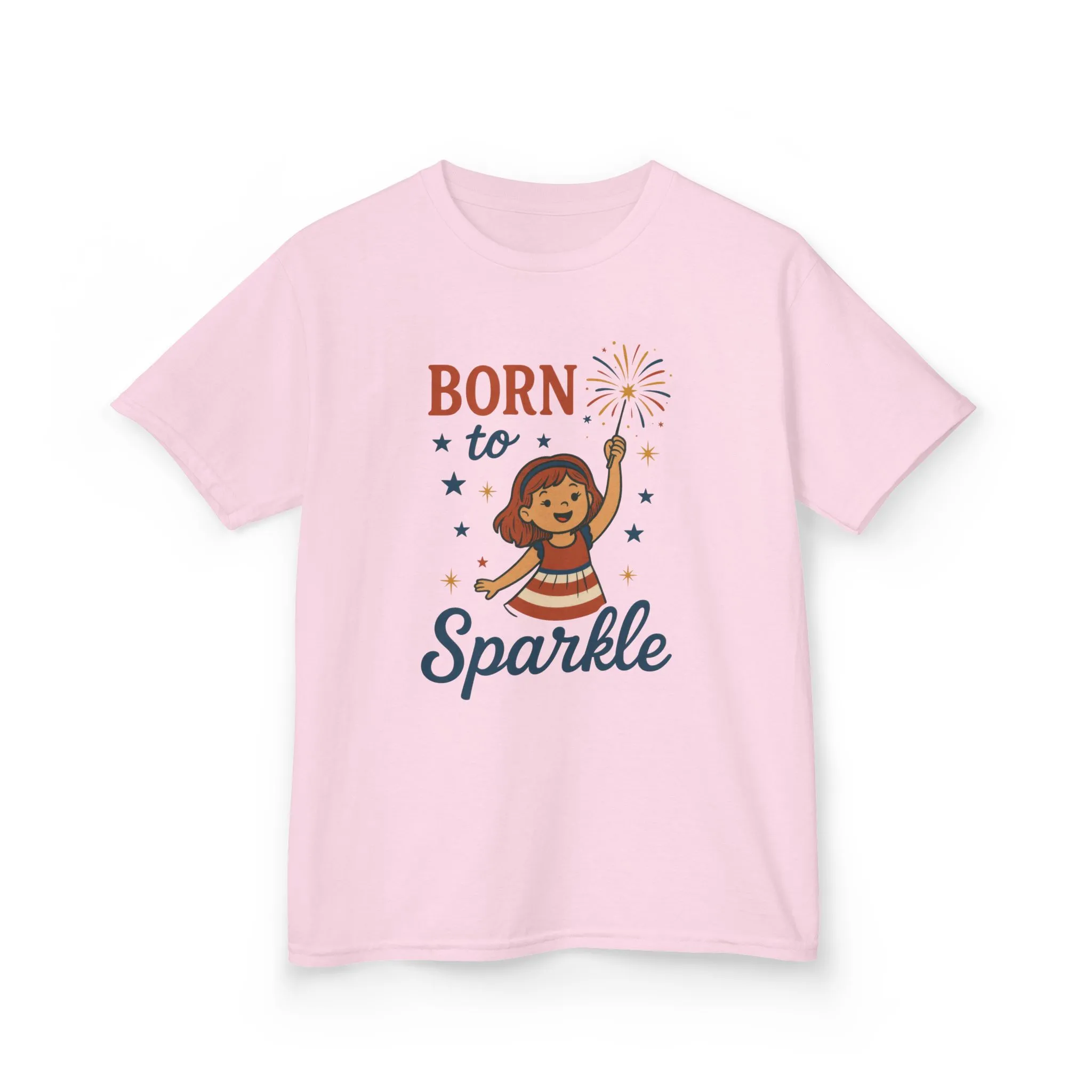 4th of July Shirt for Girls, Born to Sparkle Tee For Kids, Patriotic Fireworks Youth T-Shirt, Independence Day Outfit for Tween Girls - Image 2