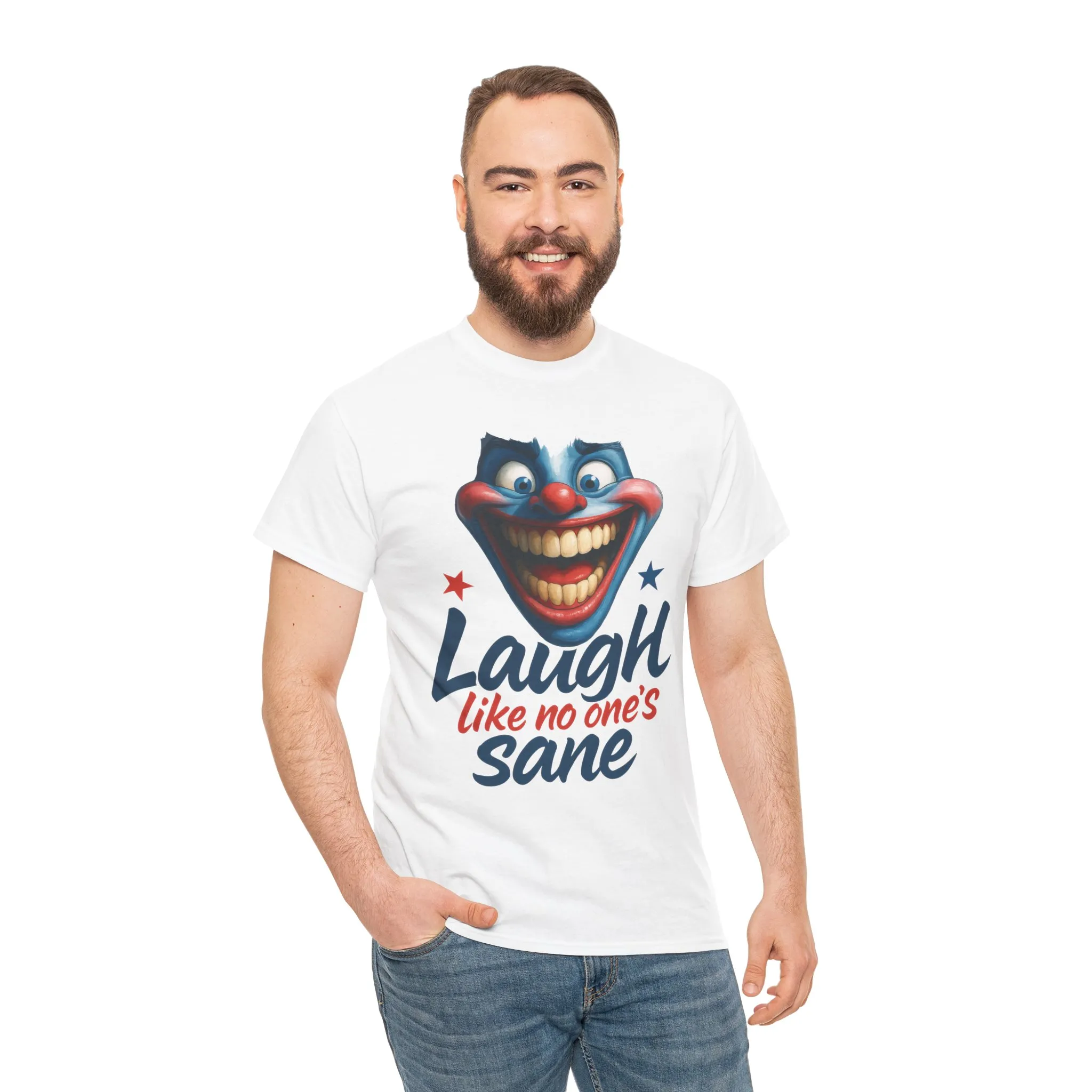 Funny Clown Face Unisex Heavy Cotton Tee, Creepy Clown Face T-Shirt, Humor T-Shirt,Clown Theme Shirt, Funny Horror Graphic Tee - Image 8