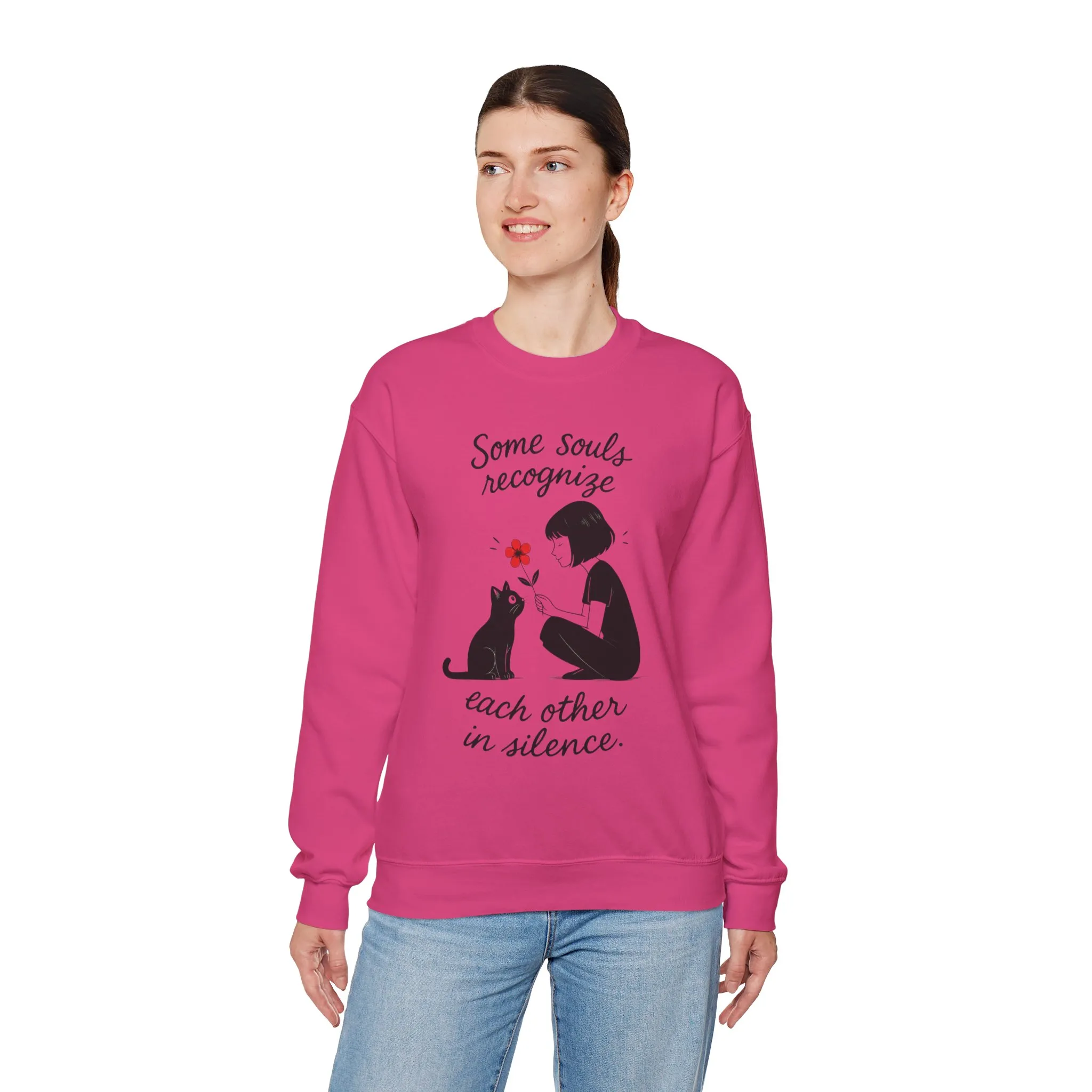 Soulful Cat and Human Crewneck Sweatshirt, Cozy Gift for Cat Lovers, Womens Sweatshirt, Animal Lover Apparel, Thoughtful Gift Idea - Image 30
