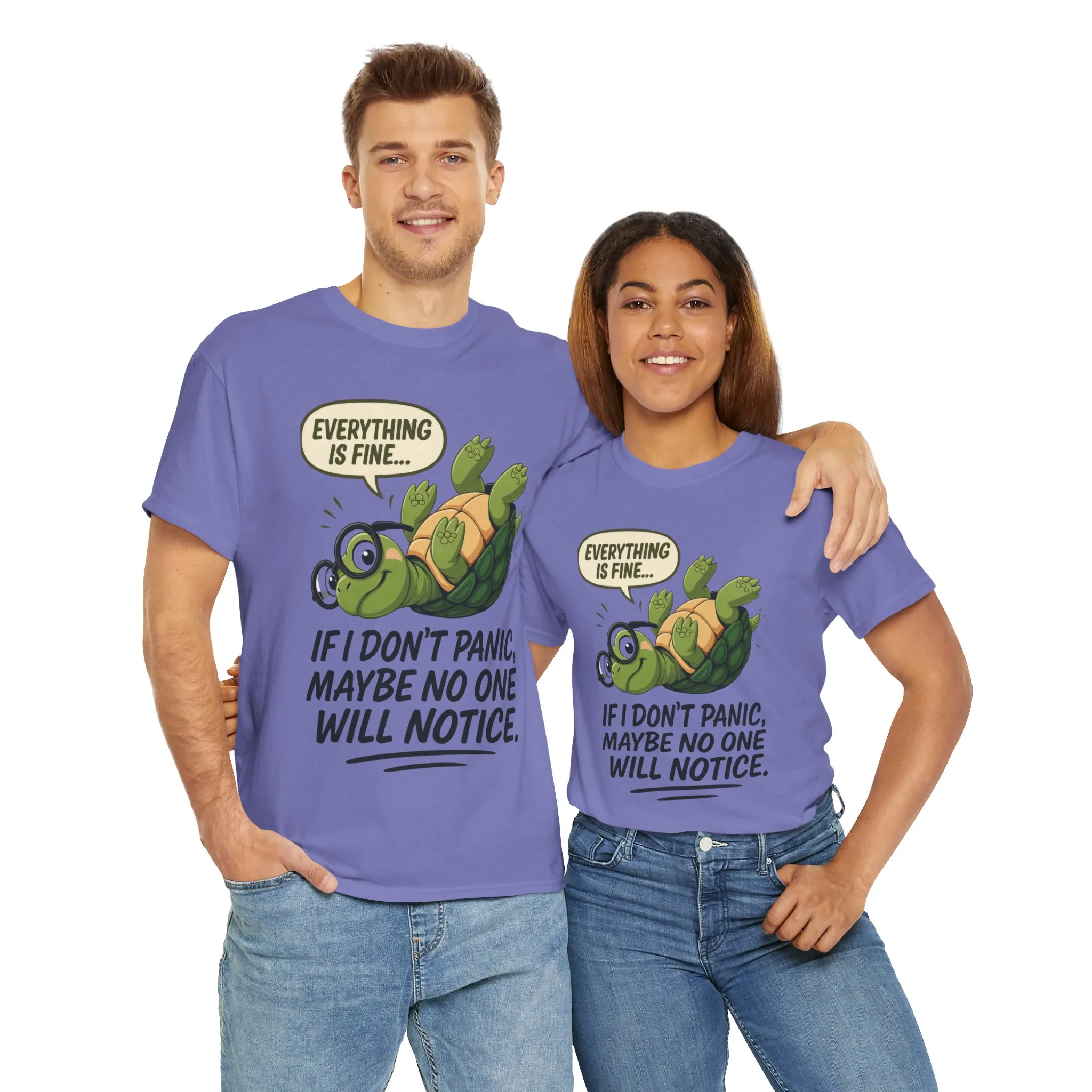 Everything is Fine Turtle Tee, Funny Unisex Cotton Tee, Cute Animal Shirt, Social Anxiety Joke, Great for Humor, Positive message t-shirt - Image 30