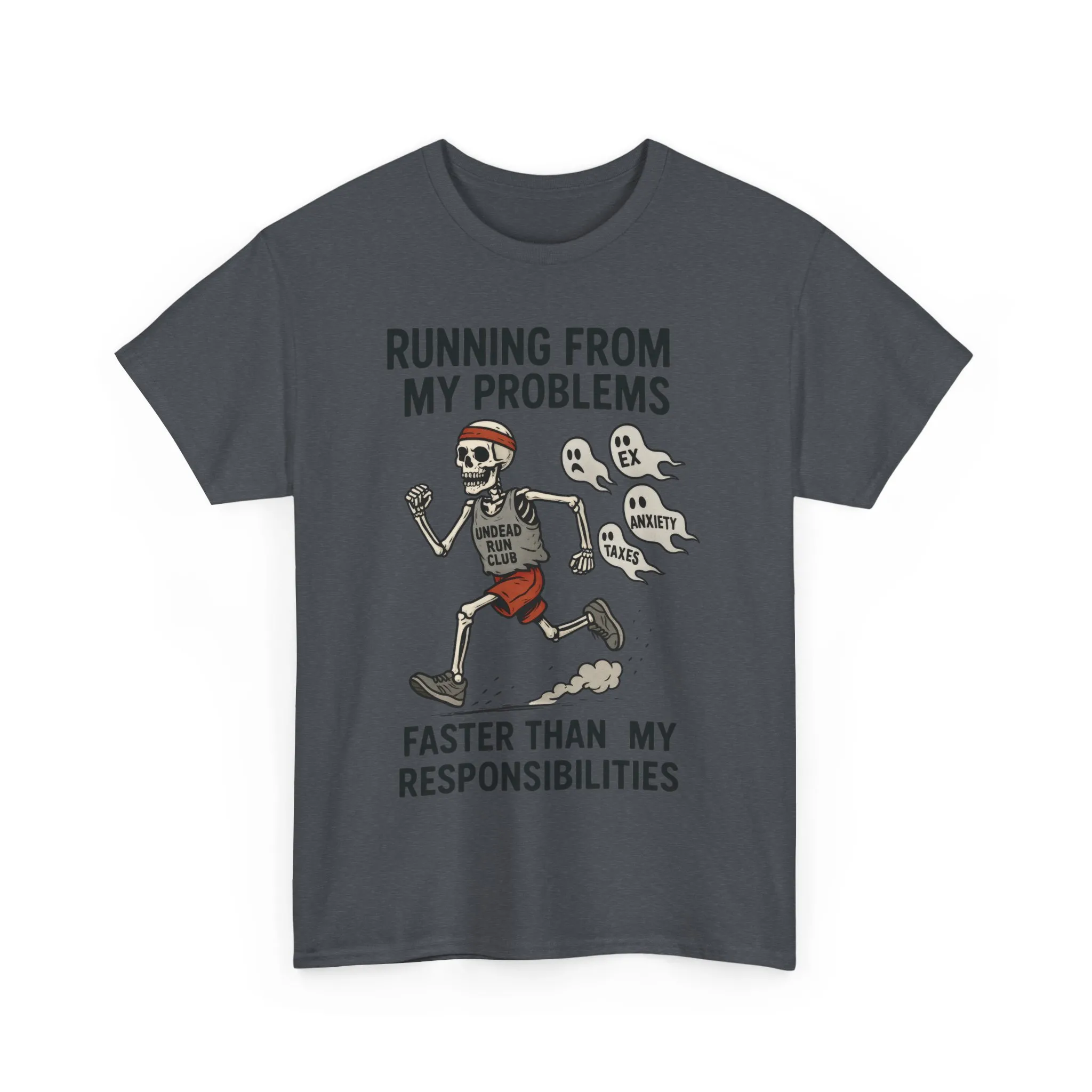 Skeleton Runner Tee for Men, Undead Jogging Club Shirt, Halloween T-Shirt, Gift for Runners, Anxiety Humor Gift - Image 25
