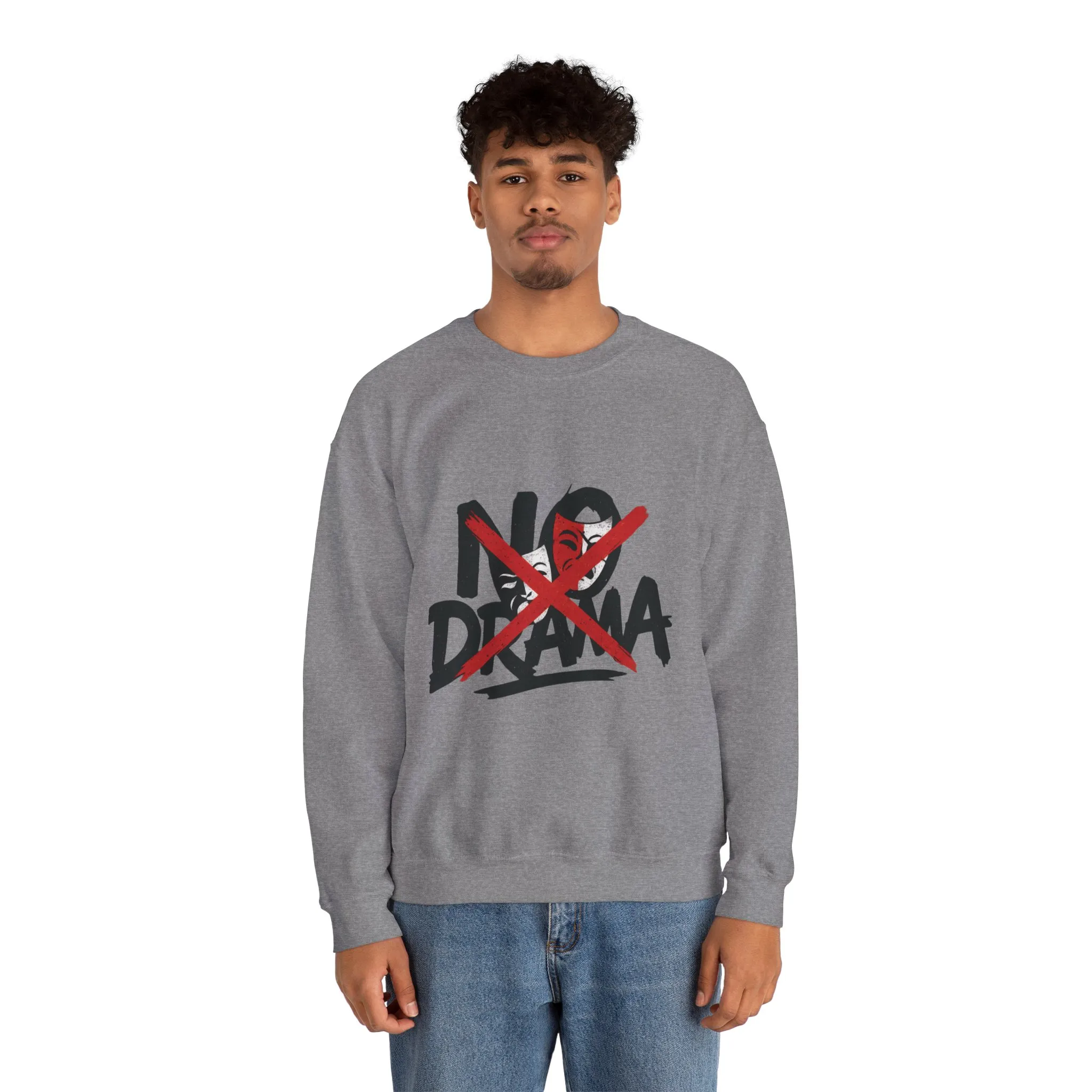 No Drama Mens Crewneck Sweatshirt, Casual Everyday Wear, Gift for Friends, Relaxed Vibes, Comfortable Fashion - Image 8