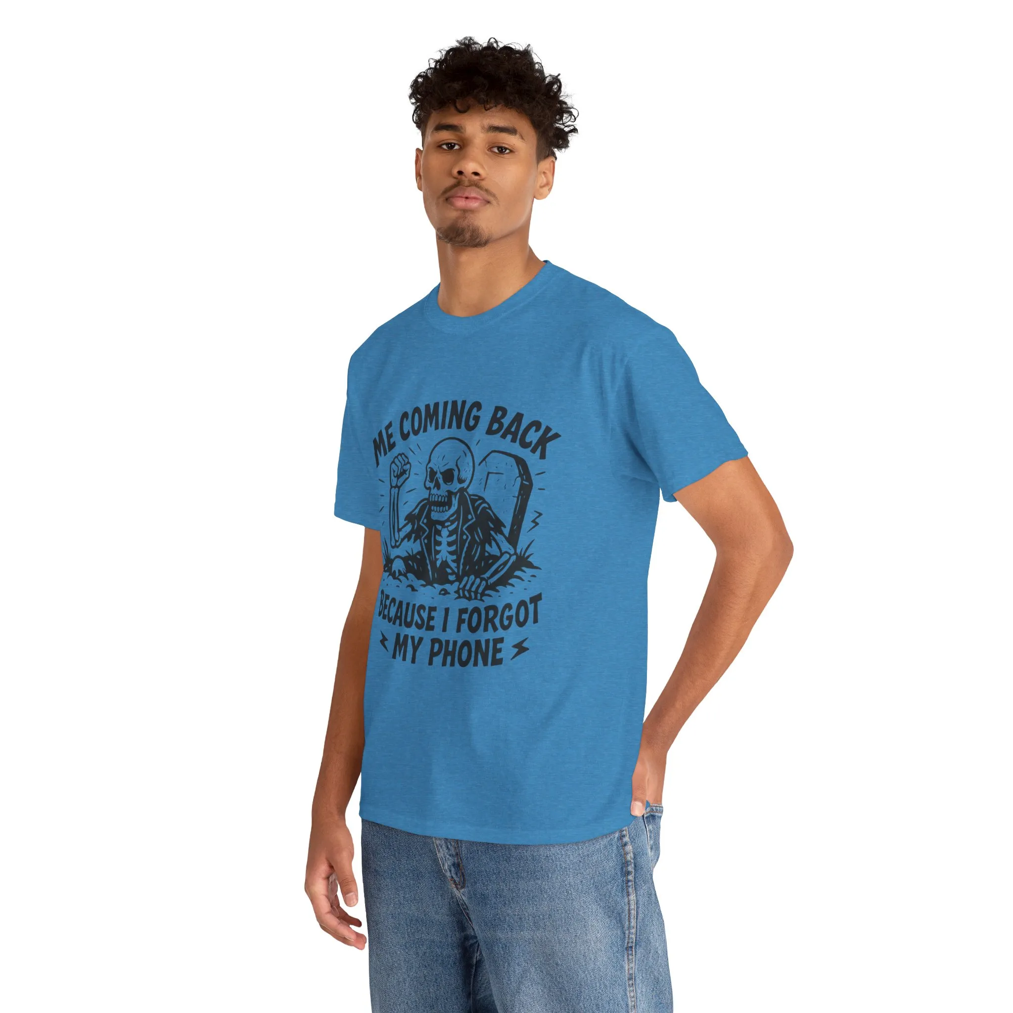 Forgot My Phone T-Shirt, Funny Skeleton Coming Back From Grave Tee, Dark Humor Shirt for Men, Humor Tee, funny skull shirt - Image 33