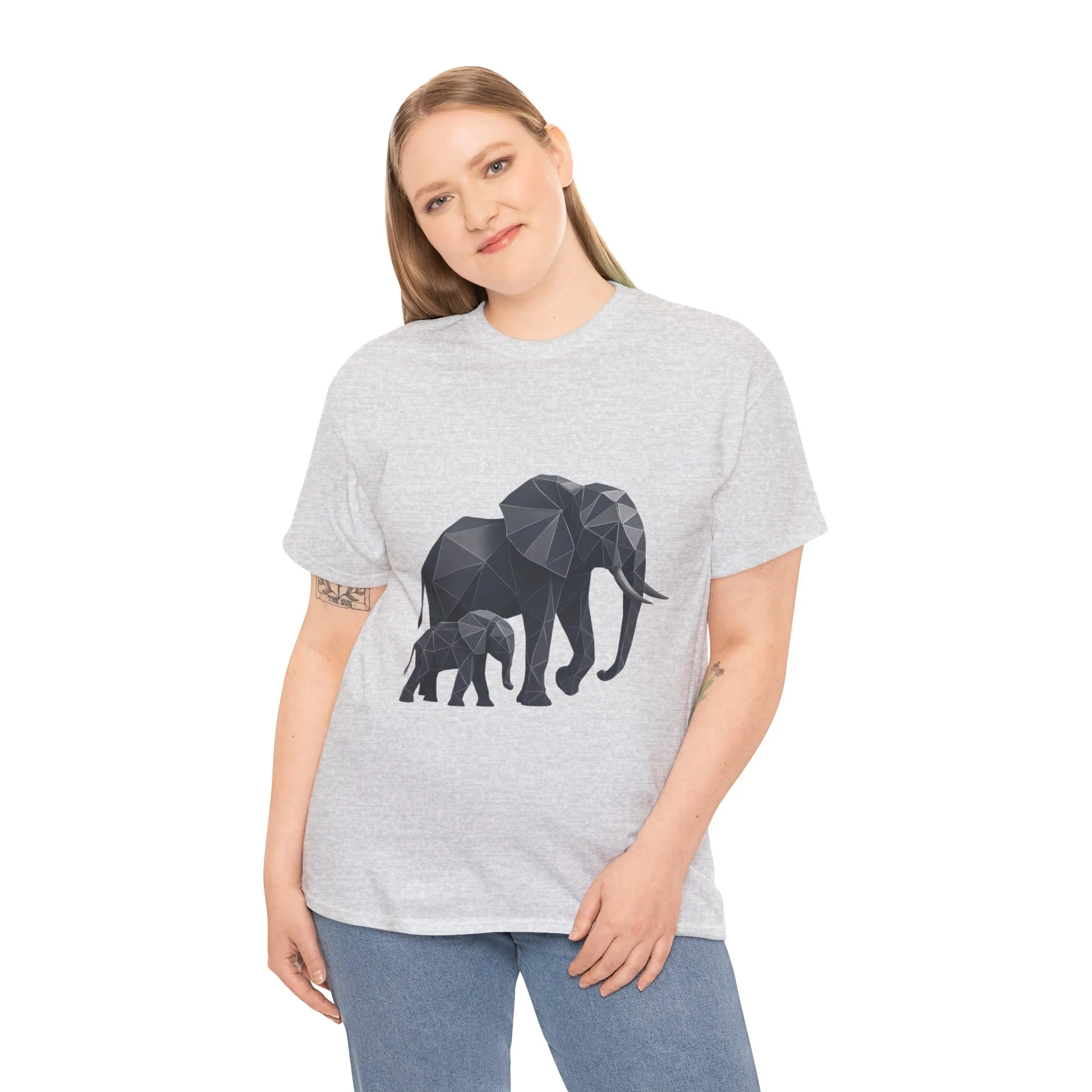 Geometric Elephant Tee - Minimalist Art Shirt, Nature Lover Gift, Animal Print T-Shirt, Unisex Cotton Tee, Eco-Friendly Wear - Image 9