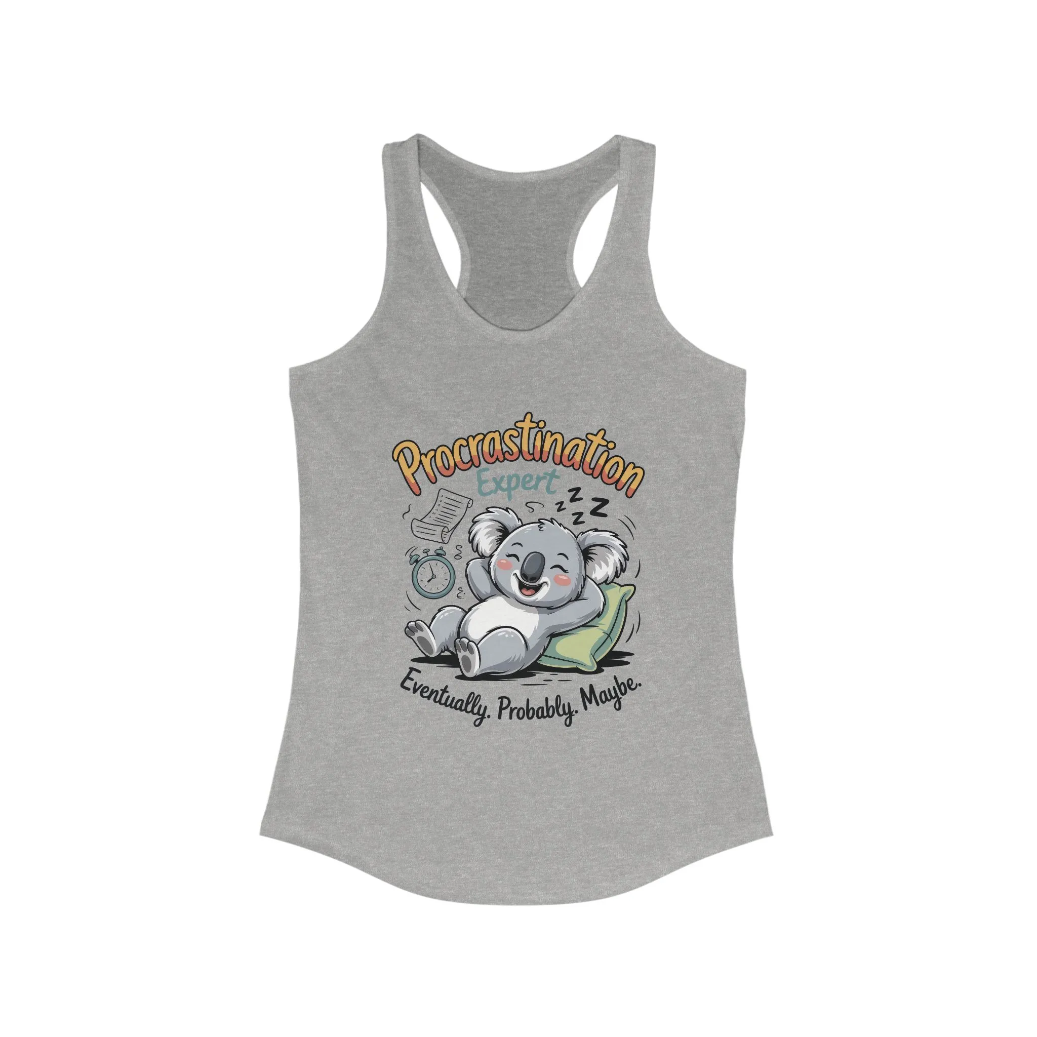 Procrastination Expert Racerback Tank, Funny Tank Top for Women, Gift for Lazy Days, Casual Summer Wear, Relaxing at Home - Image 3