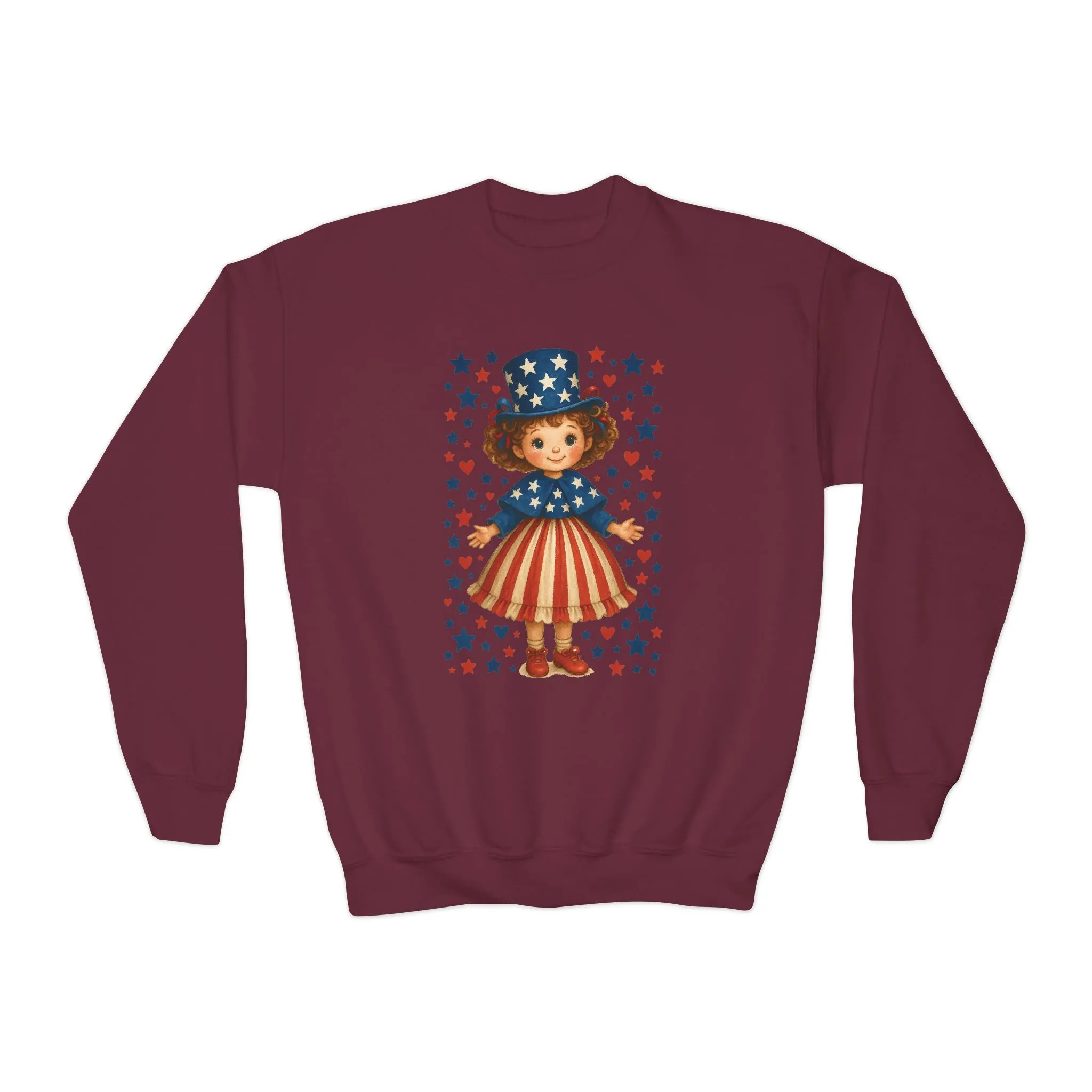 Youth Patriotic Crewneck Sweatshirt, Kids American Flag Sweatshirt, 4th of July, Independence Day Gift, Stars and Stripes - Image 13