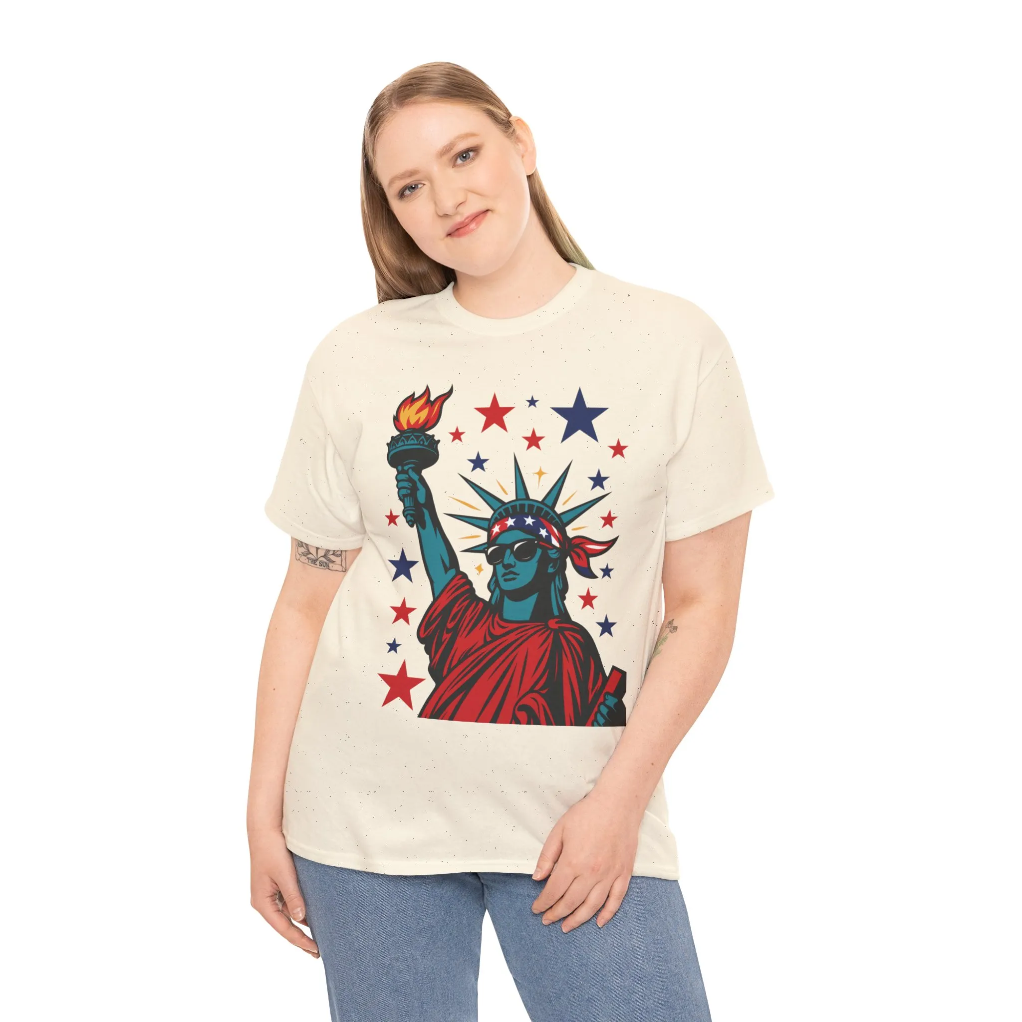 Lady Liberty Pop Art T-Shirt, Patriotic 4th of July Womens Tee, Retro USA Bandana Statue Shirt - Image 30
