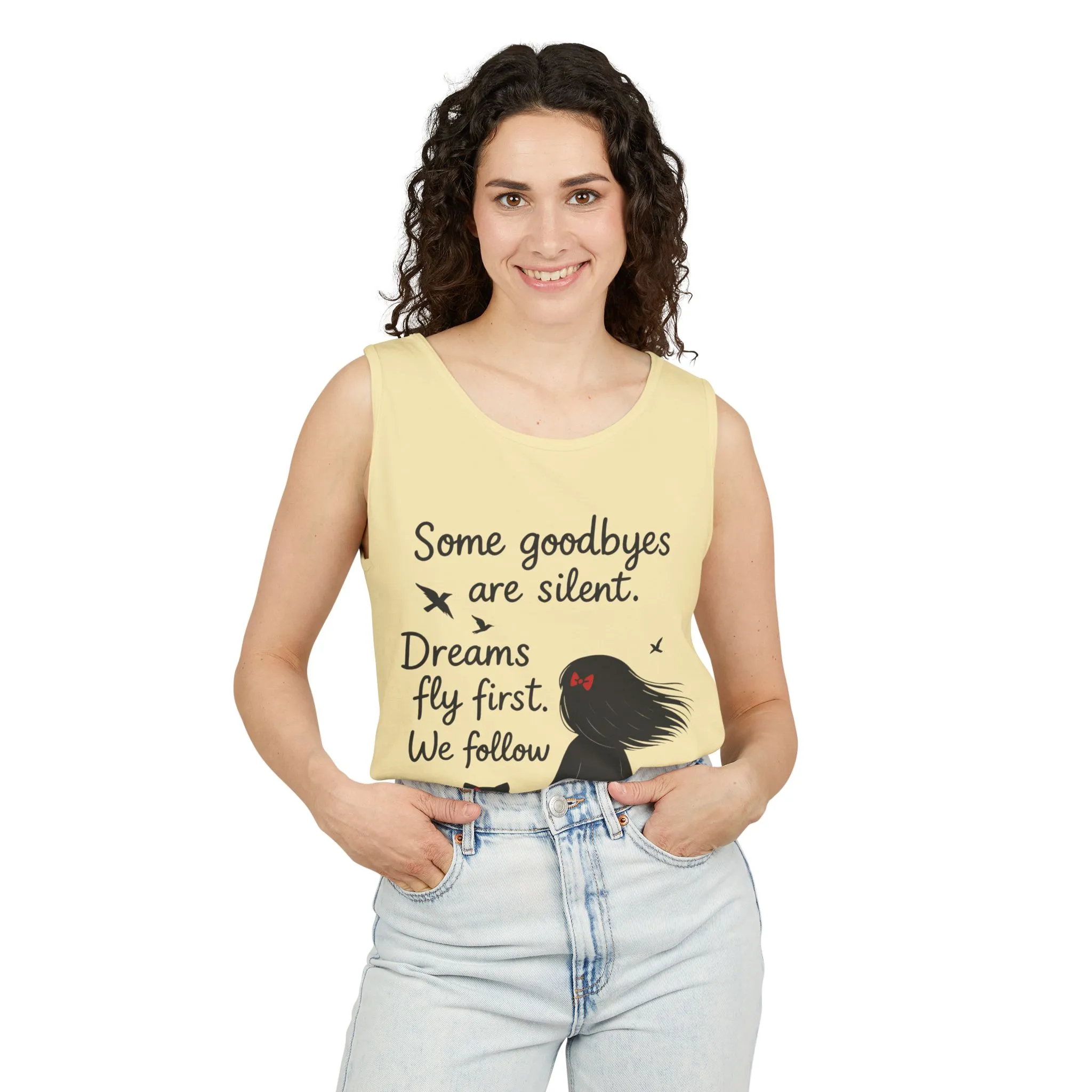 Minimalist Tank Top, Womens Tank, Girl & Cat Art Print, Emotional Lightweight Summer Shirt, Inspirational Apparel, Cat Lover Gift - Image 8