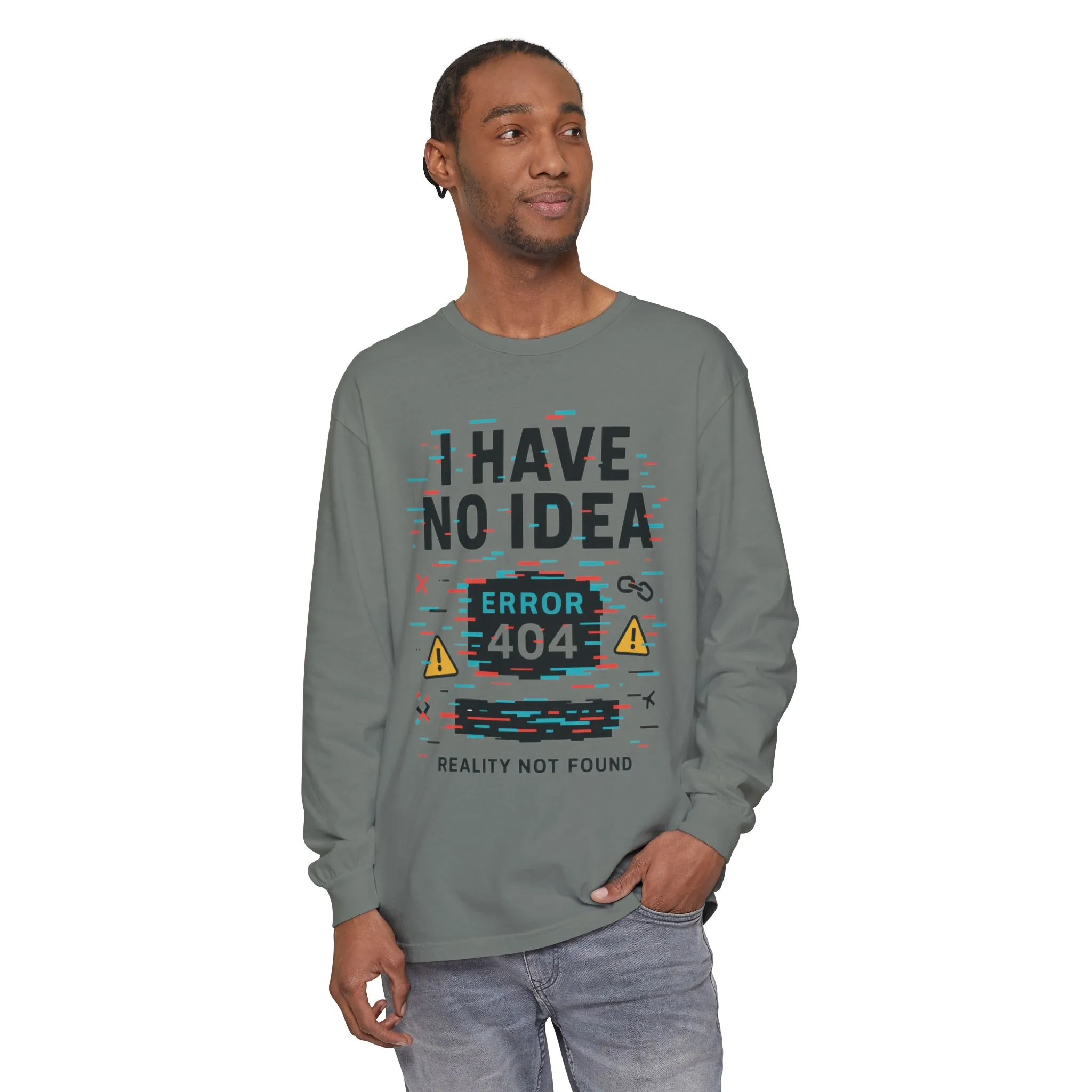 Unisex Long Sleeve T-Shirt, Funny Error 404 Graphic Tee, Internet Humor, Geeky Apparel, Quirky Humor Shirt, Gift for Tech Lovers - Image 11