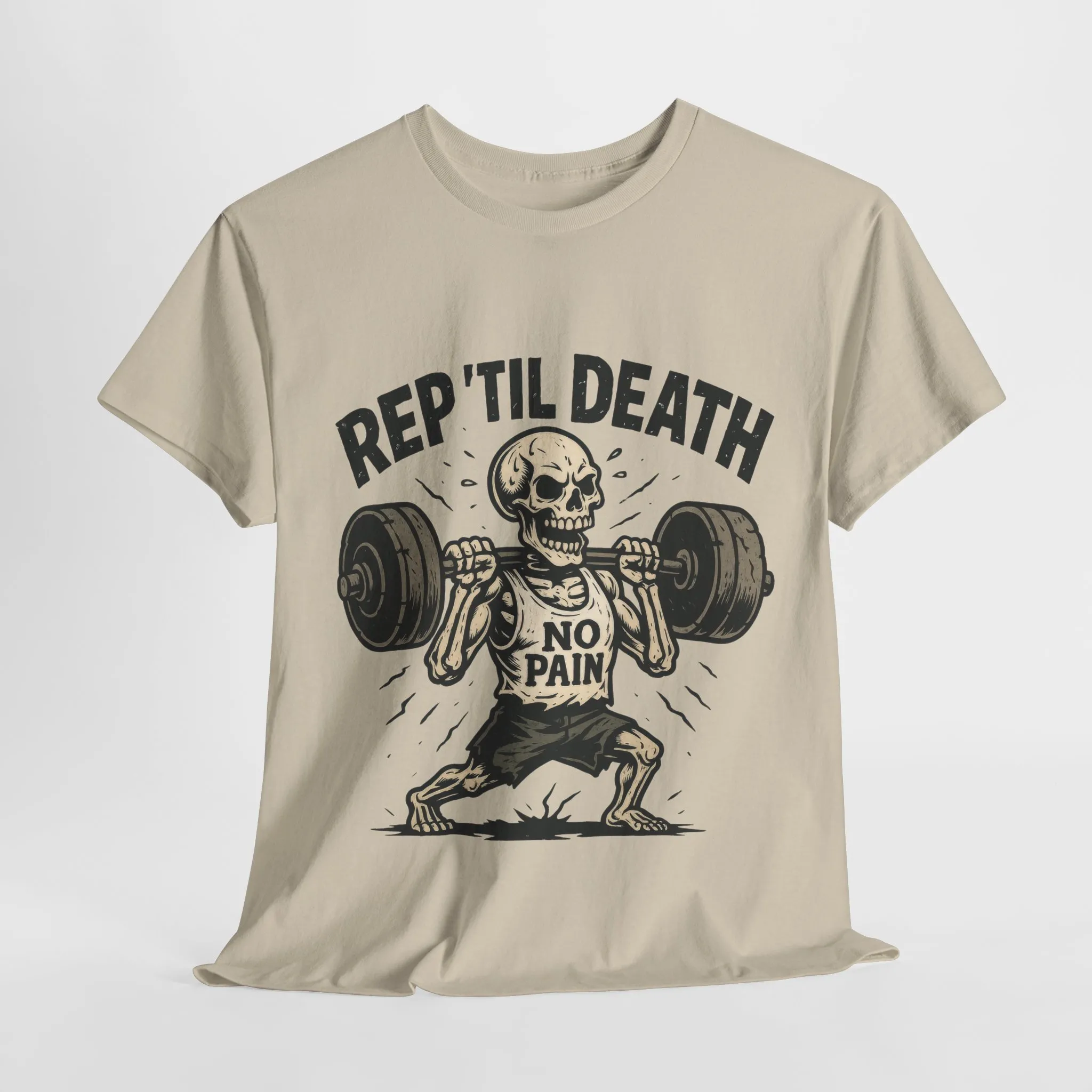 Mens Hardcore Fitness Shirt, No Pain Skeleton Workout Tee, Shirt for Fitness Lovers, Humor Gift for Bodybuilders, Rep Til Death Workout Tee - Image 23