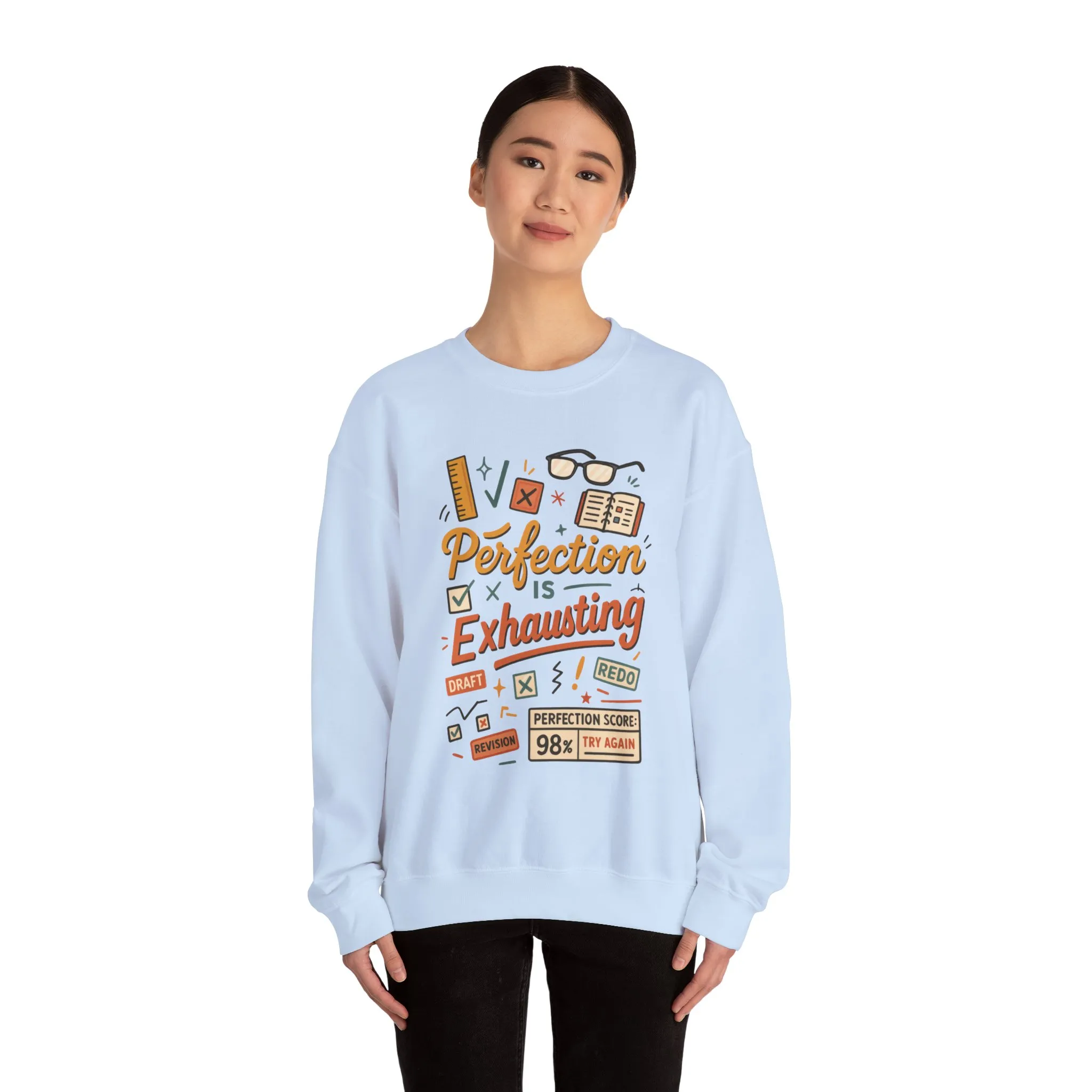 Exhausting Perfection Crewneck Sweatshirt, Funny Gift for Students, Cozy Unisex Sweater, Gift for Graduates, Motivational Apparel - Image 22
