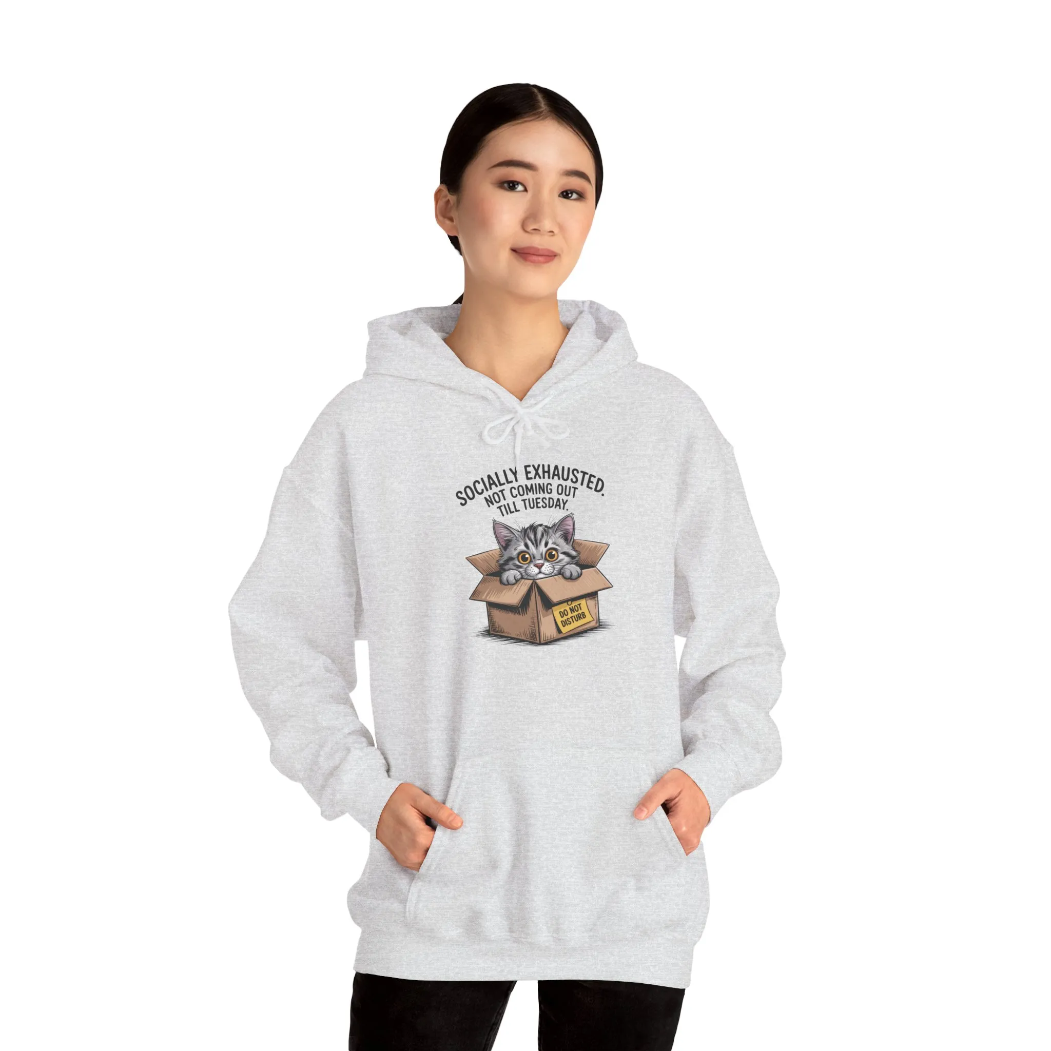 Socially Exhausted Cat Hoodie - Cozy Sweatshirt for Cat Lovers, Funny Gift, Casual Wear, Unique Animal Apparel, Perfect for Relaxing Days - Image 39