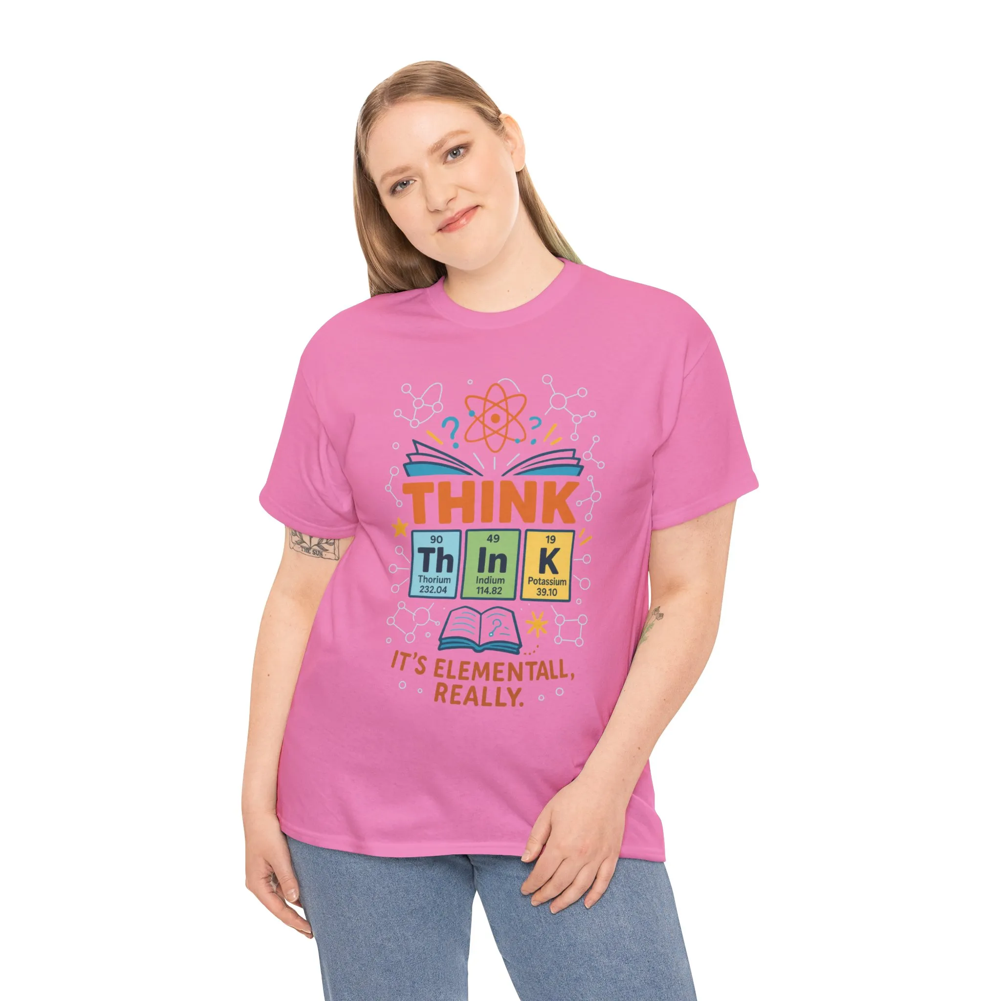 Smart Womens Science T-Shirt, THINK Periodic Table Tee, Funny Elemental Nerd Gift for Her, Graphic Tee for Science Lovers - Image 35