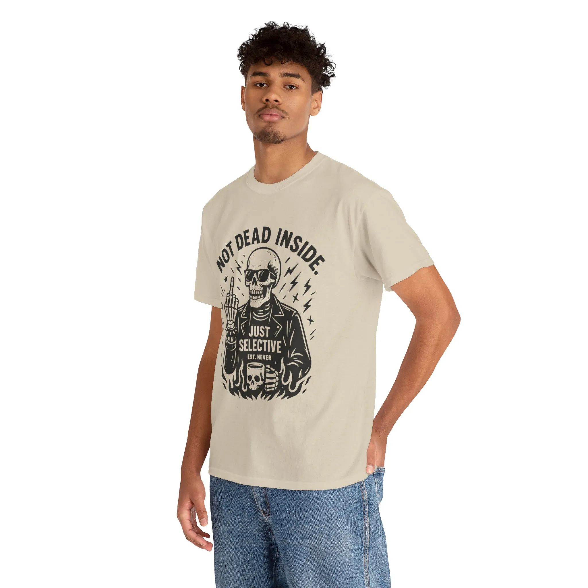 Mens Dark Humor Graphic Shirt, Not Dead Inside, Funny Graphic Shirt for Casual Wear, Gifts for Him, Halloween, Occasions, Funny Skeleton Tee - Image 5