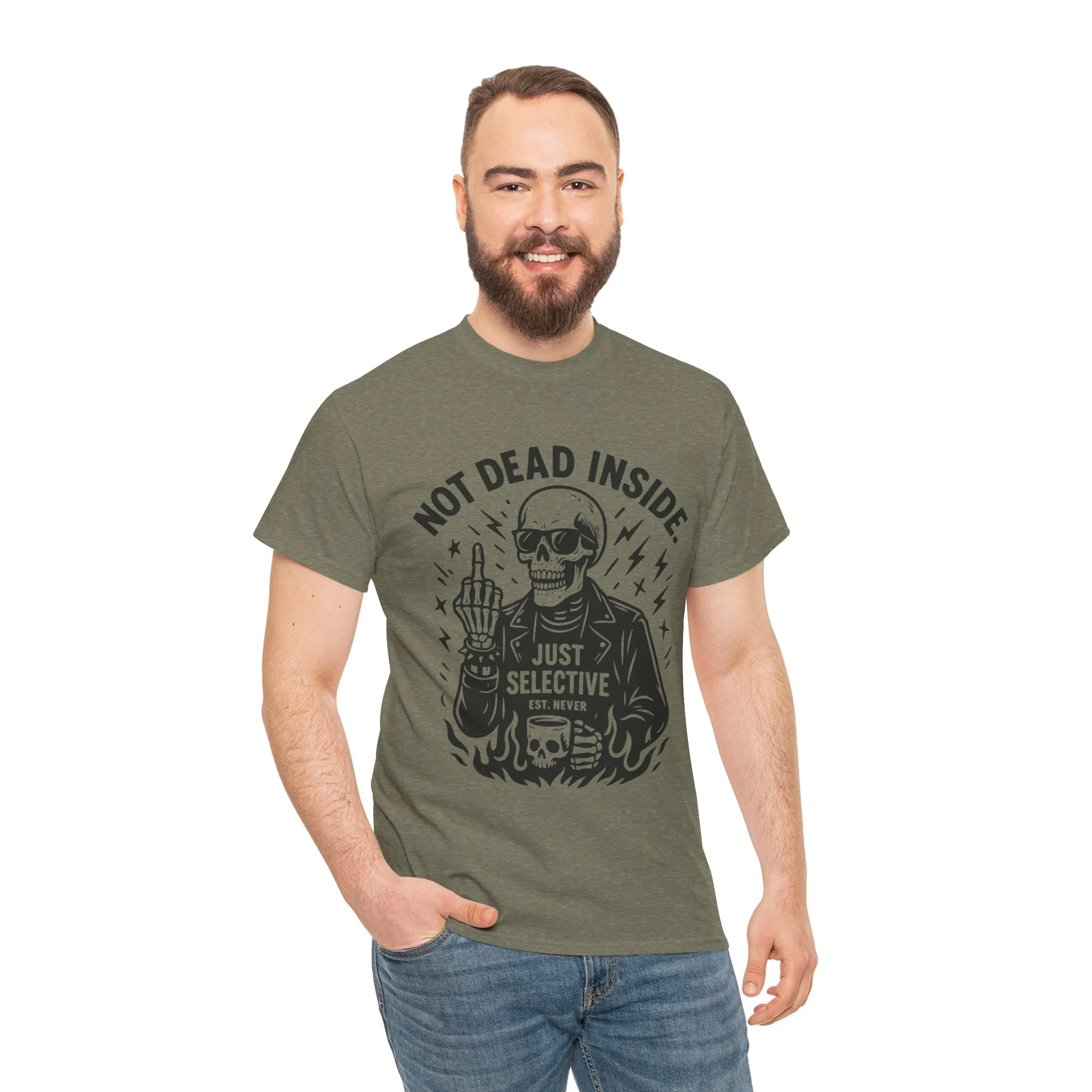 Mens Dark Humor Graphic Shirt, Not Dead Inside, Funny Graphic Shirt for Casual Wear, Gifts for Him, Halloween, Occasions, Funny Skeleton Tee - Image 35