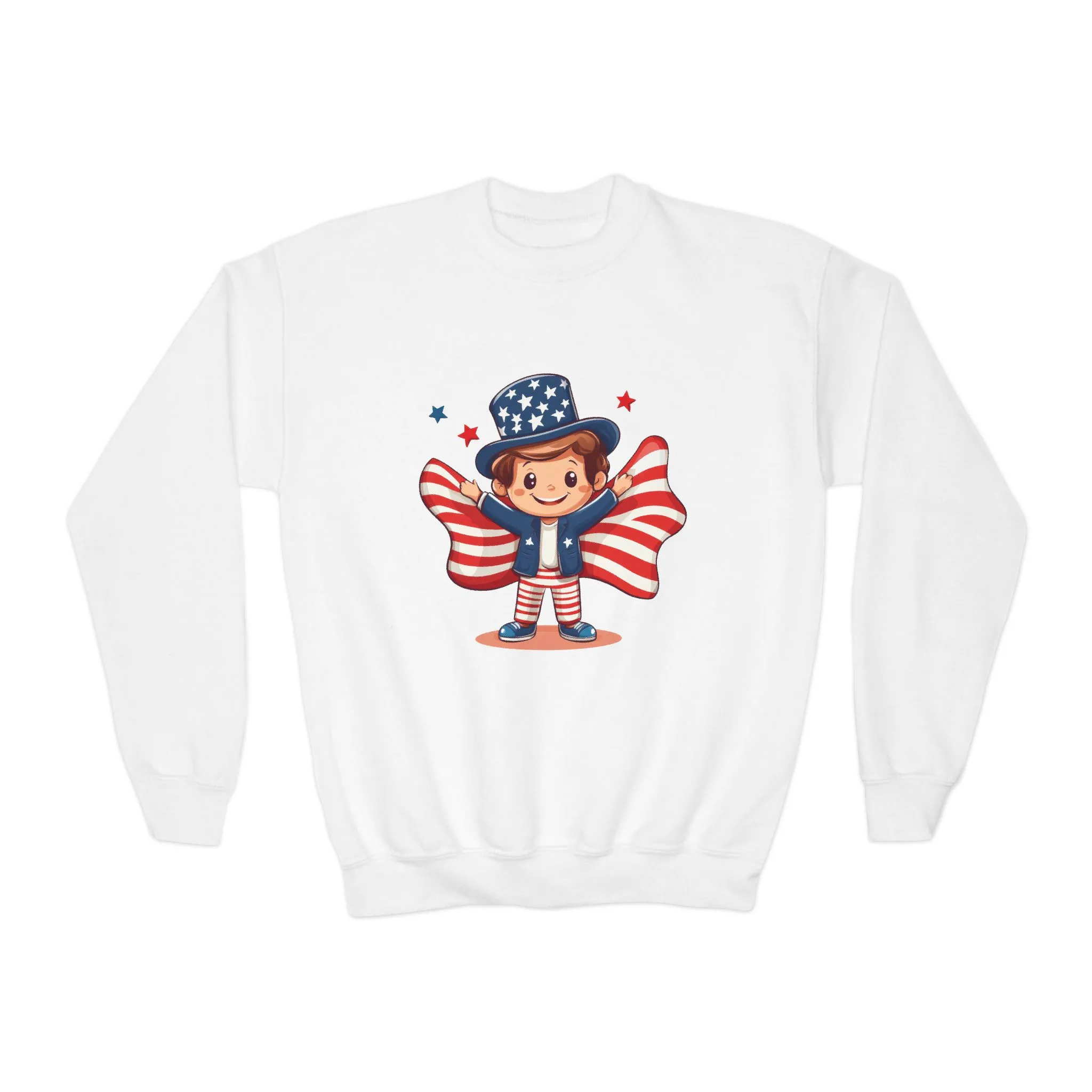 Patriotic Youth Crewneck Sweatshirt, Kids Flag Sweatshirt, July 4th Outfit, Independence Day Gear, Americana Sweatshirt, Holiday Clothing - Image 4