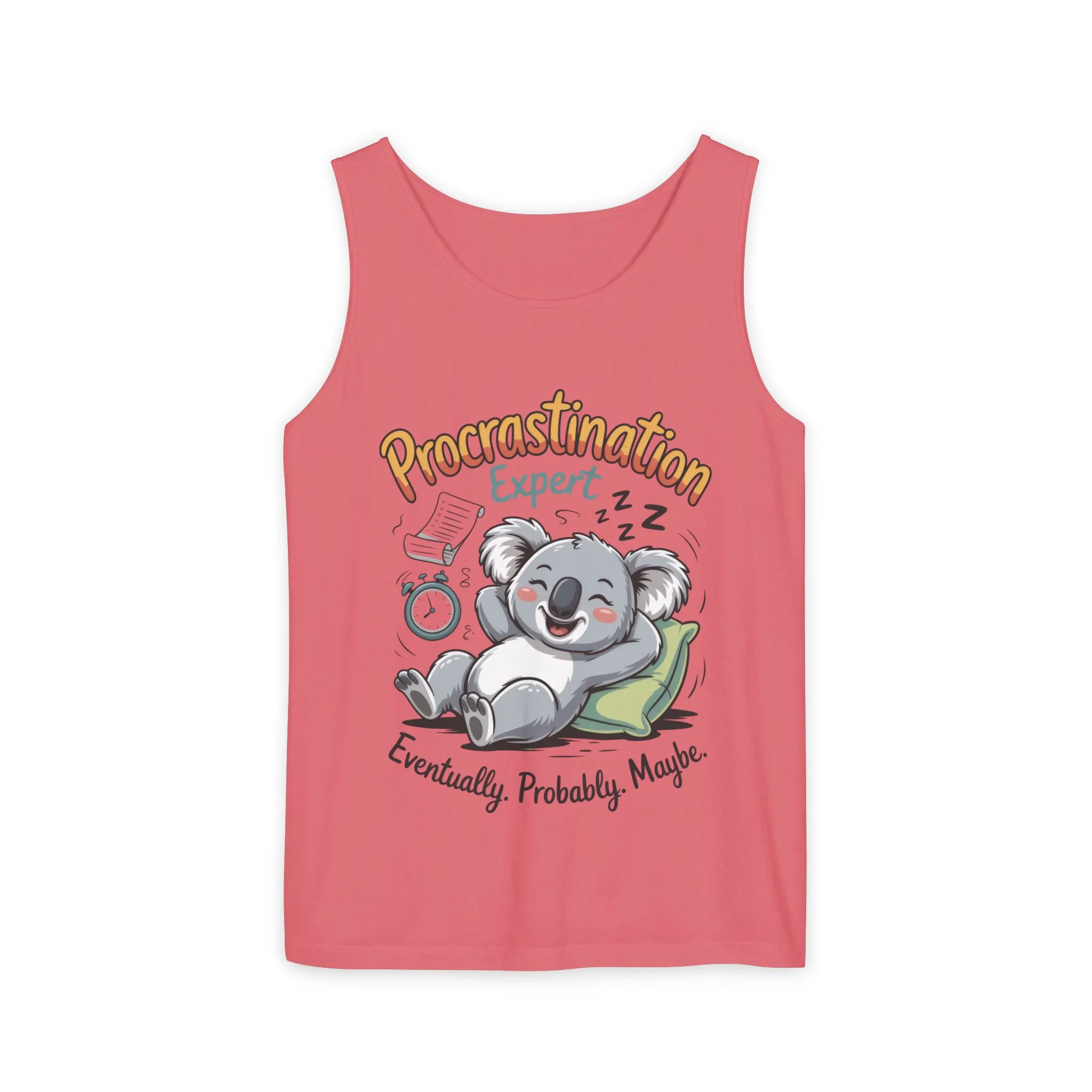 Procrastination Expert Tank Top, Funny Gift for Lazy Days, Relaxed Fit Tee, Casual Summer Wear, Koala Graphic Top, Motivational Apparel - Image 15