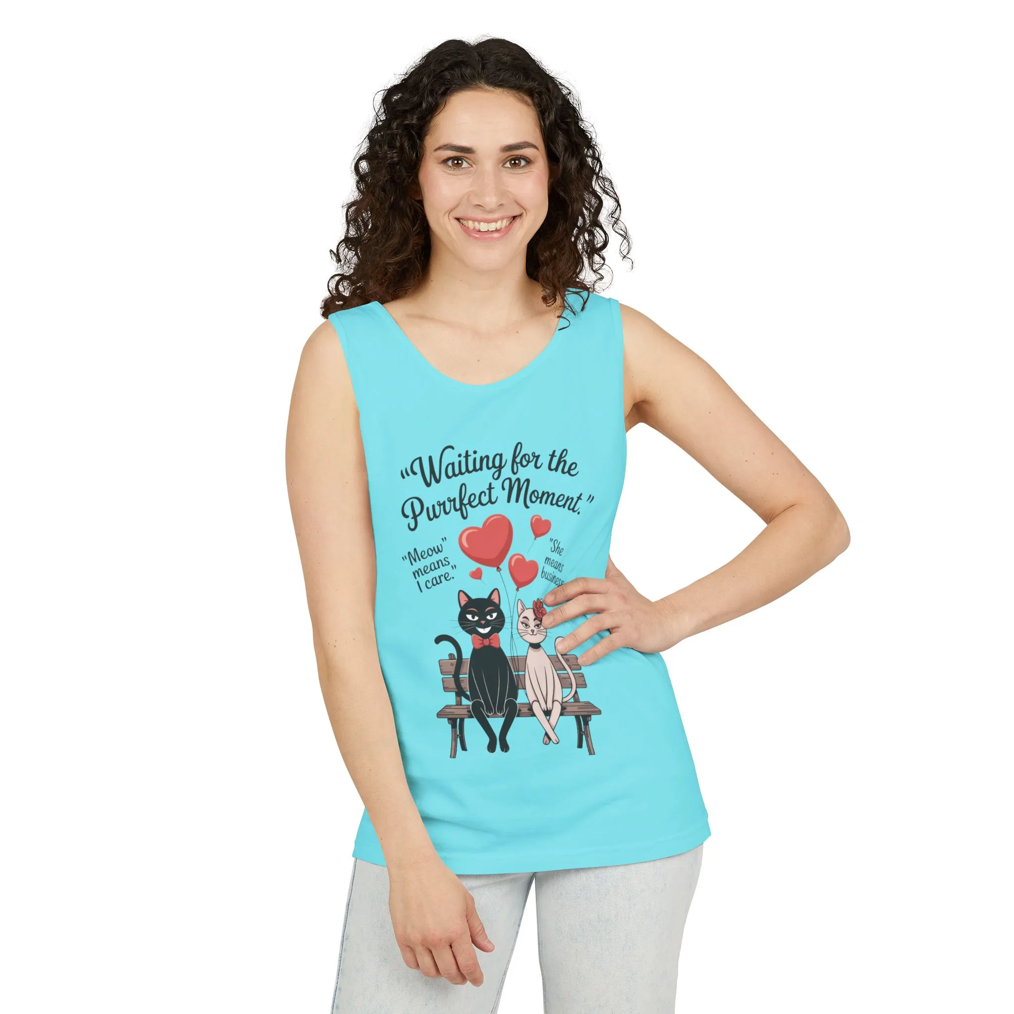 Cute Cat Lovers Tank, Womens Heavy Cotton Tank Top for Pet Owners, Funny Cat Tee, Gift for Cat Lovers, Casual T-Shirt, Animal Art Tee - Image 39