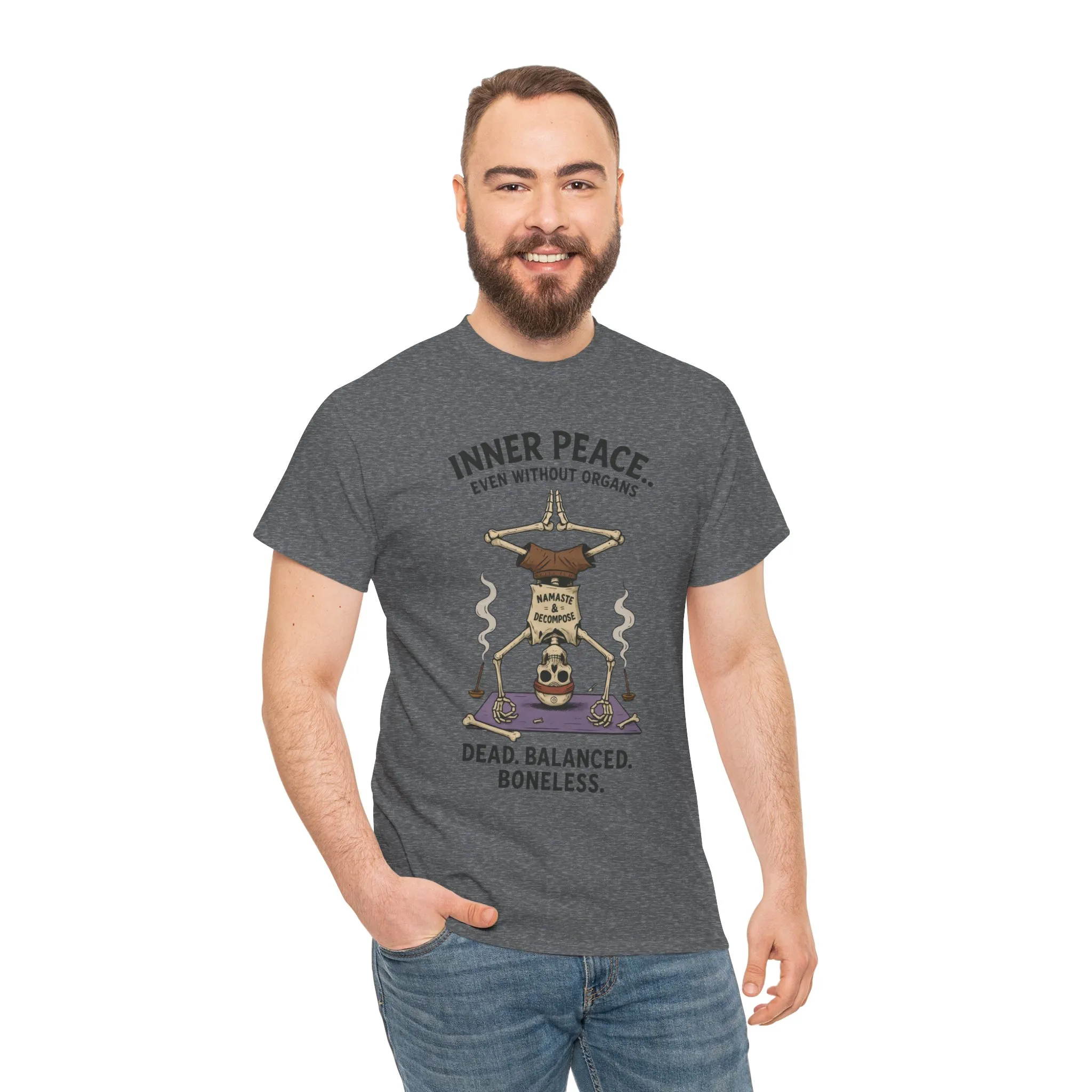 Inner Peace Skeleton Yoga Unisex Tee, Dark Humor Meditation Shirt, Gift for Mindfulness Lovers, Yoga Shirt, Peaceful Vibes - Image 10