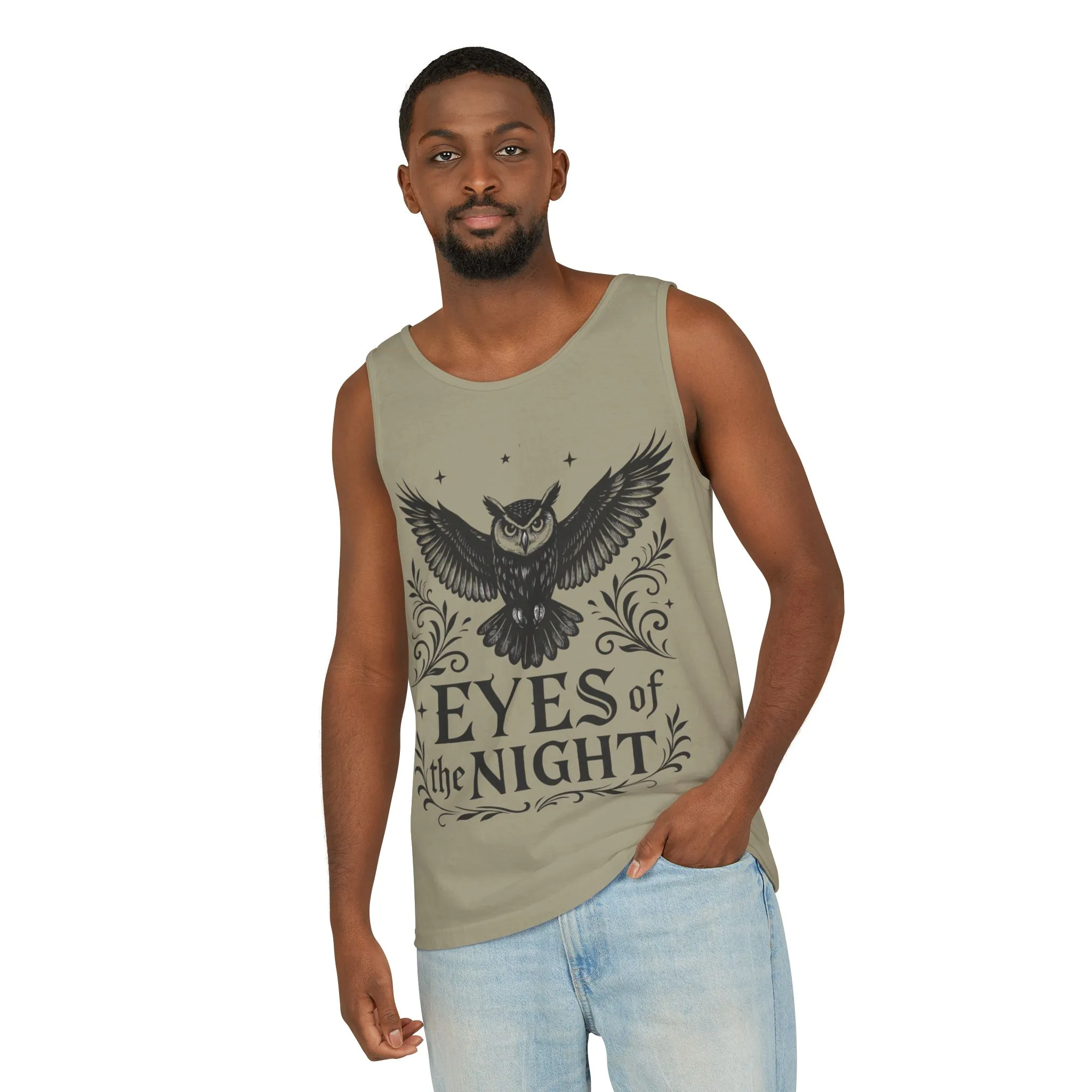 Eyes of the Night Owl Tank Top, Mens Summer Wear, Boho Aesthetic, Festival Outfit, Nature Lover Gift, Halloween Apparel - Image 11