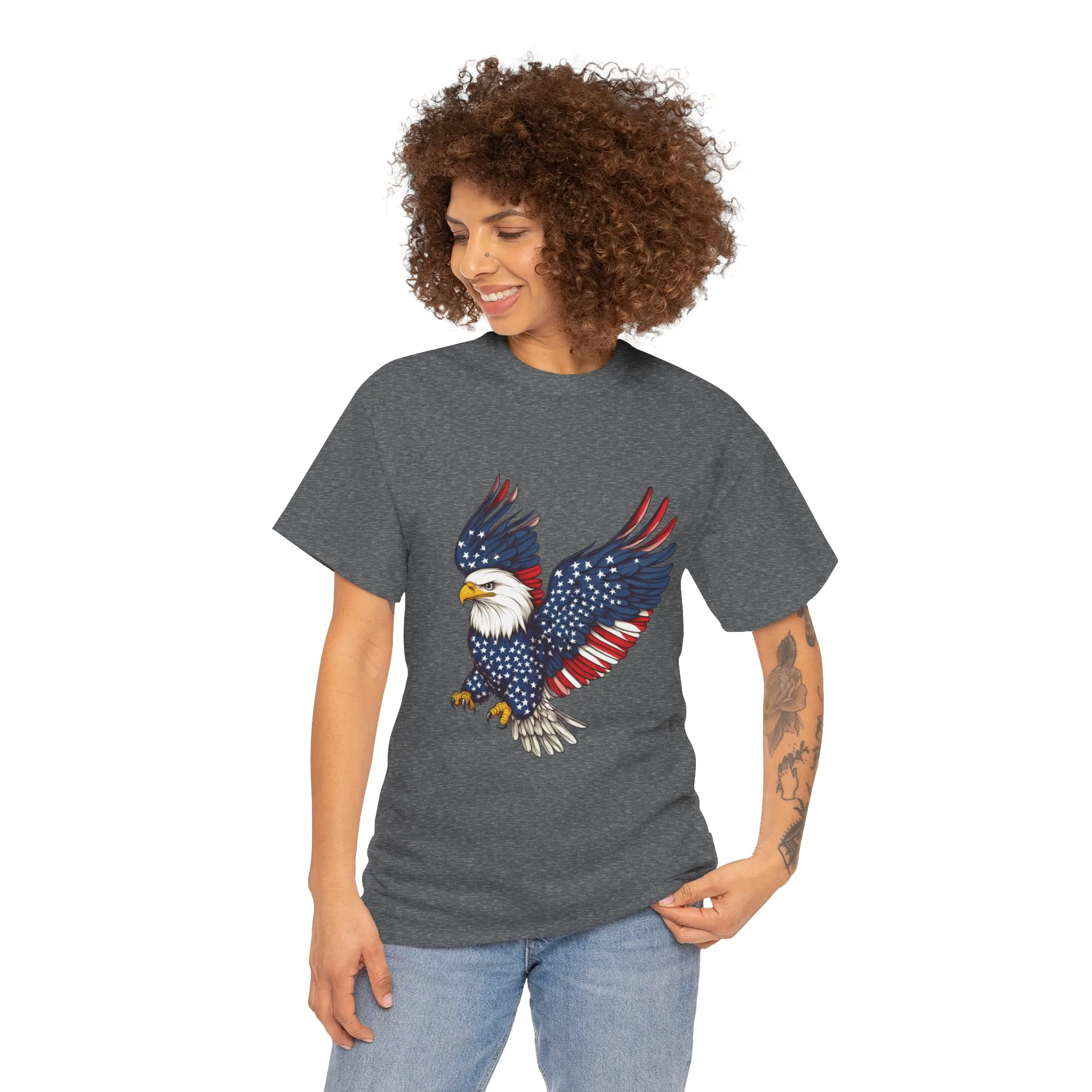 Patriotic Eagle Tee, Unisex Heavy Cotton T-Shirt for Independence Day, Memorial Day, Veterans Day, Gift for Nature Lovers, Casual Wear - Image 13