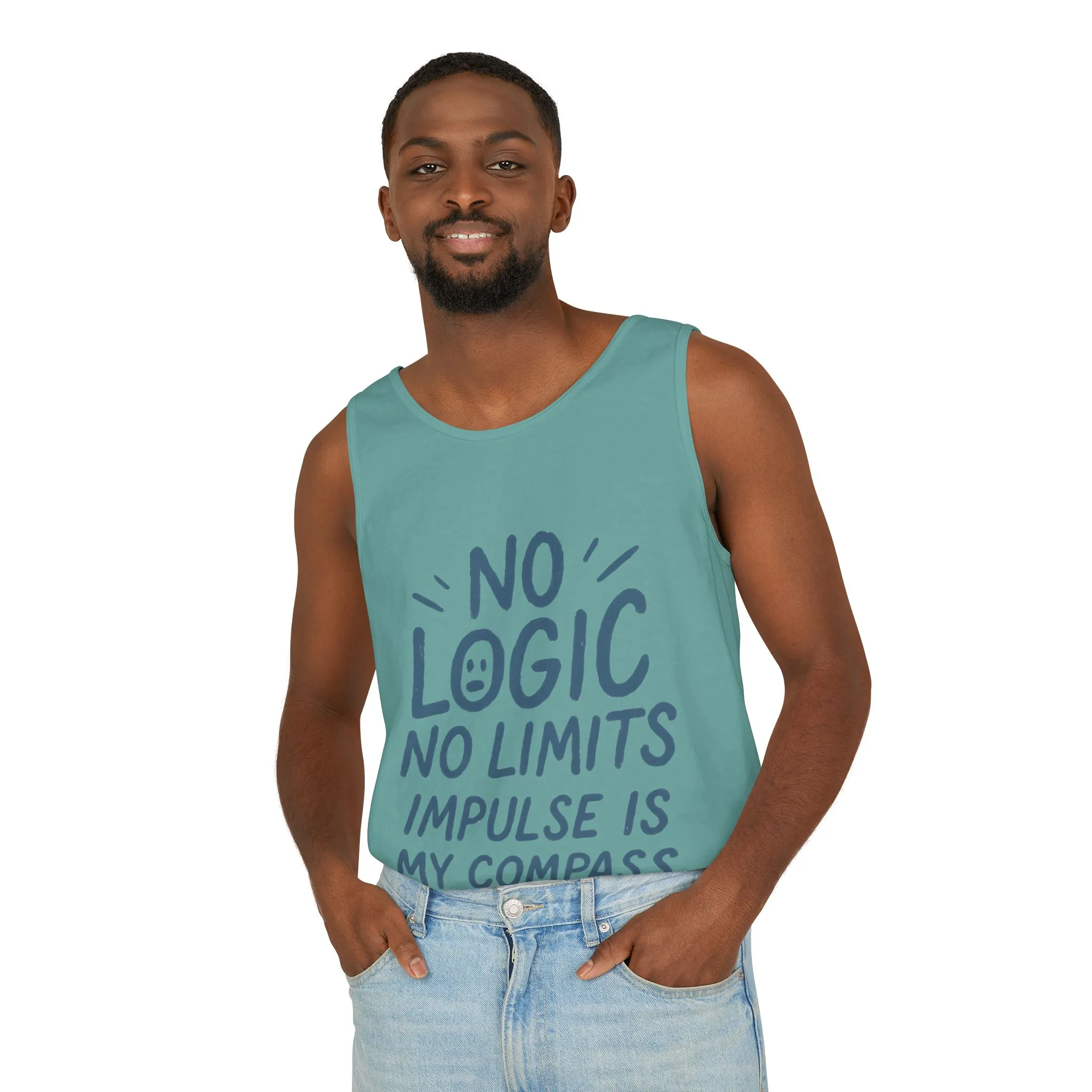 Funny Mens Tank Top, No Limits Impulse Quote, Relaxed Fit Tee, Casual Wear for Creatives, Gift for Artists Impulsive Style Shirt - Image 36