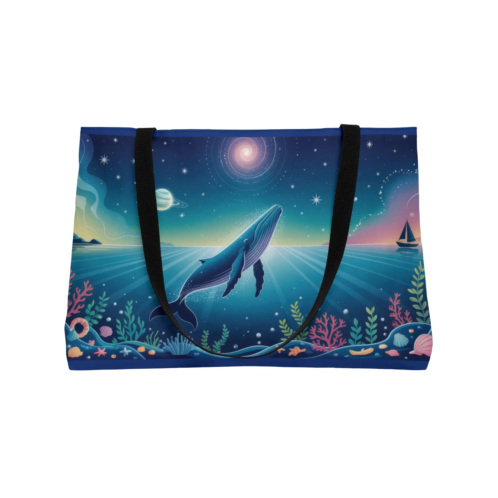 Whale Dreams Weekender Tote Bag - Ocean Sunset Carryall, Beach Bag, Travel Tote, Floral Design, Gift for Nature Lovers - Image 4